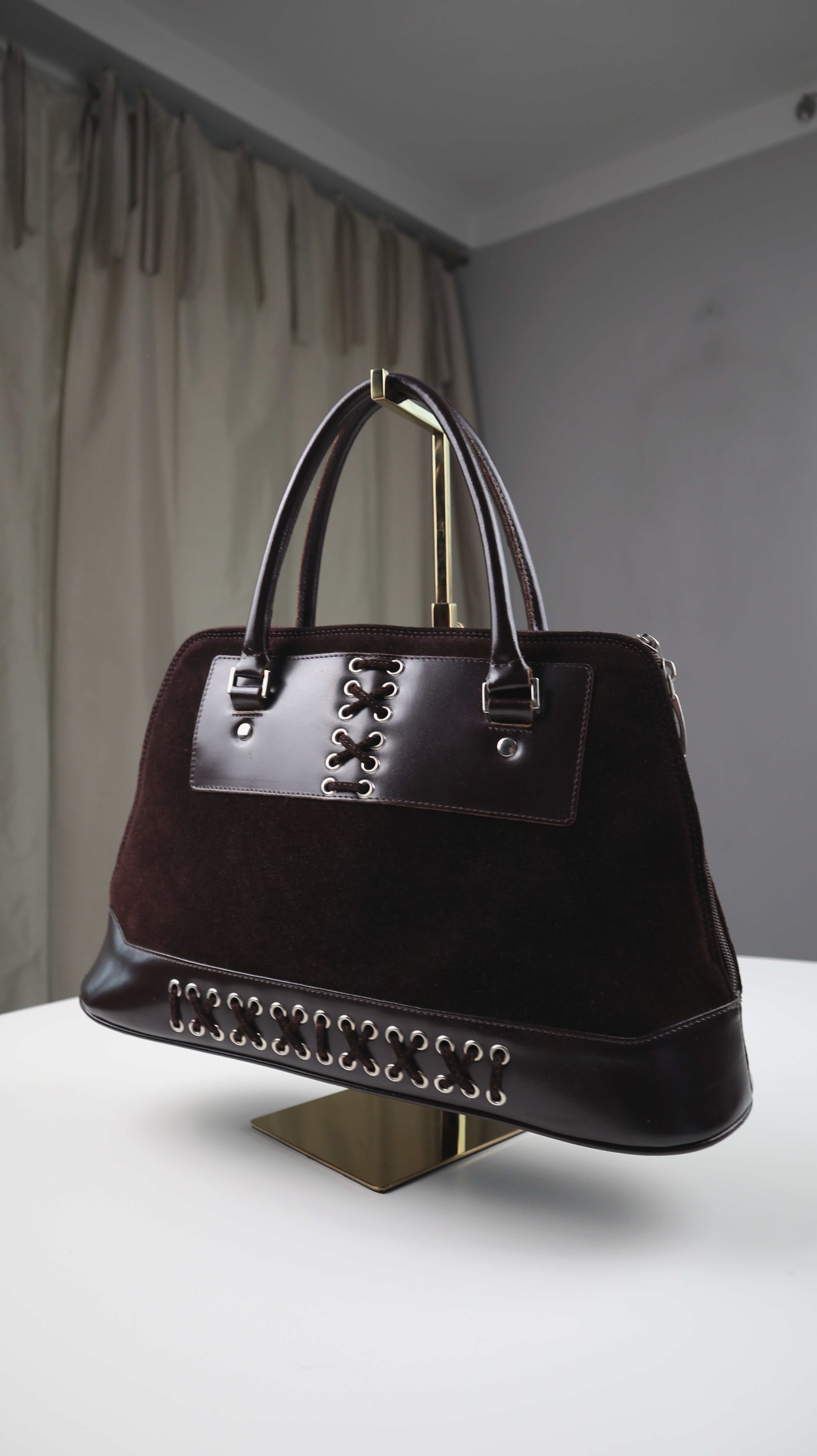 Baldan Made in Italy Tasche Handtasche braun Lackleder dunkelbraun