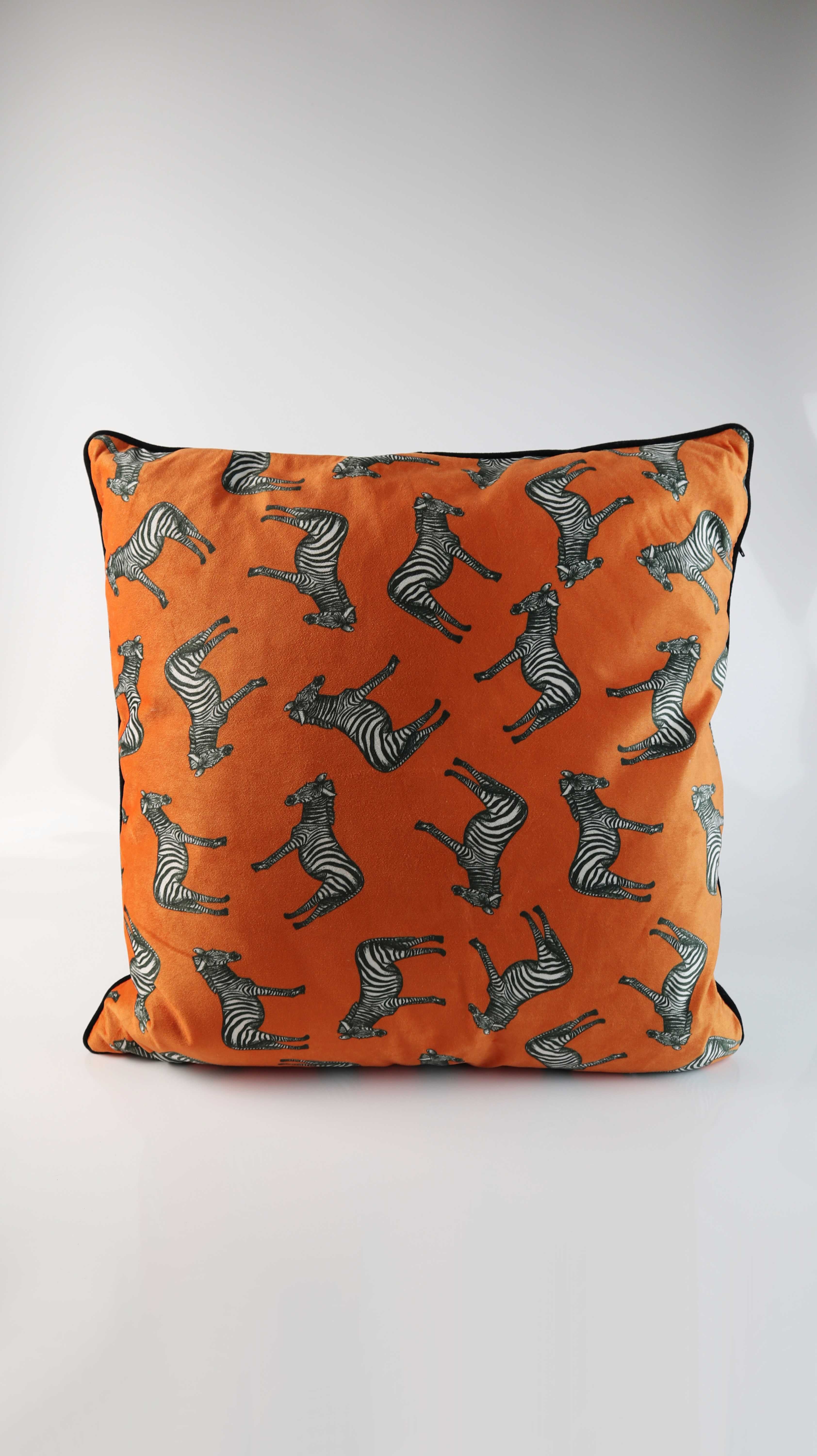 Kissen Orange Daunenkissen Zebras 60 x 60 Samtkissen