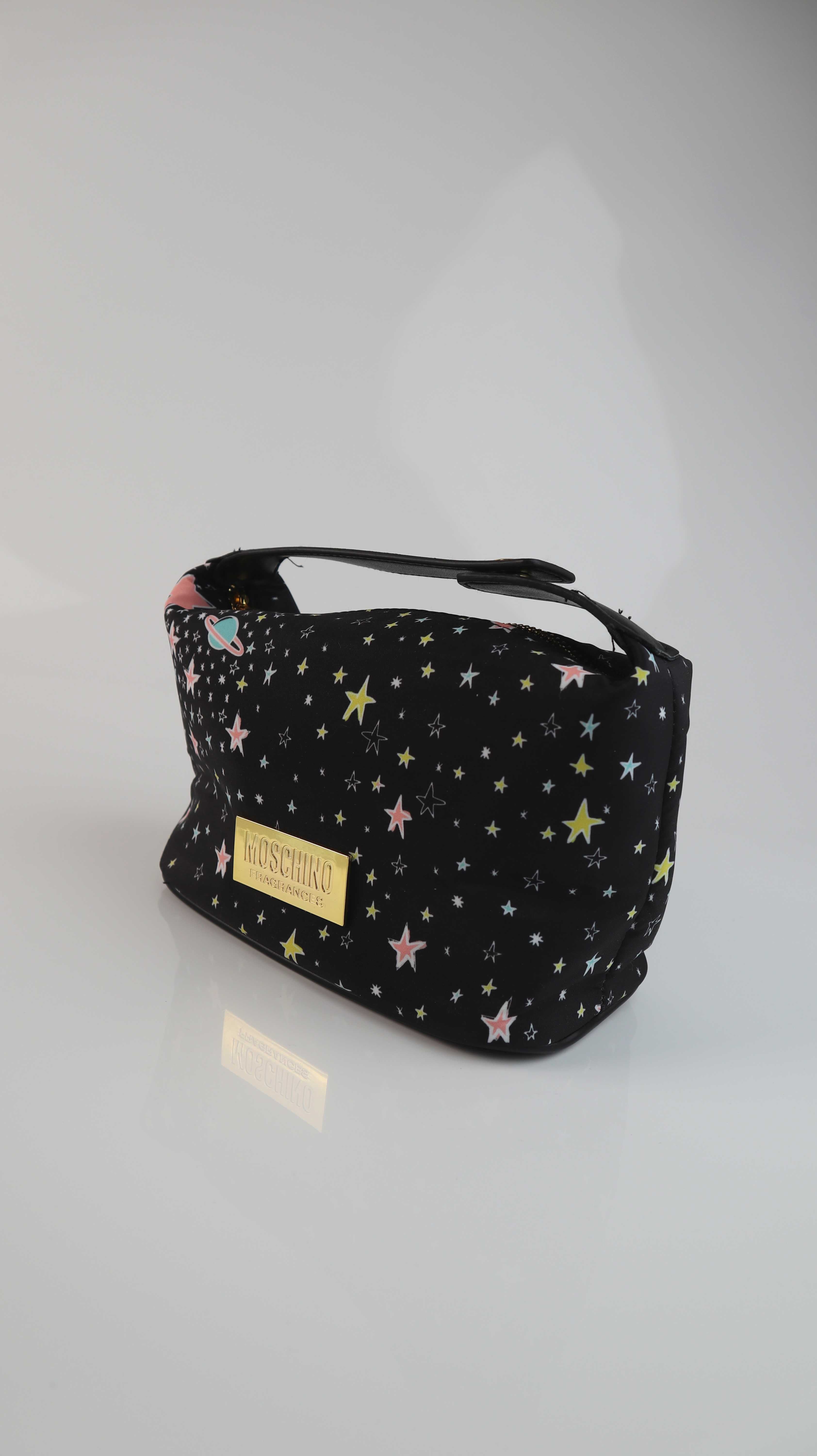 Moschino Tasche Etui Kosmetiktasche neu schwarz Sterne Waschtasche