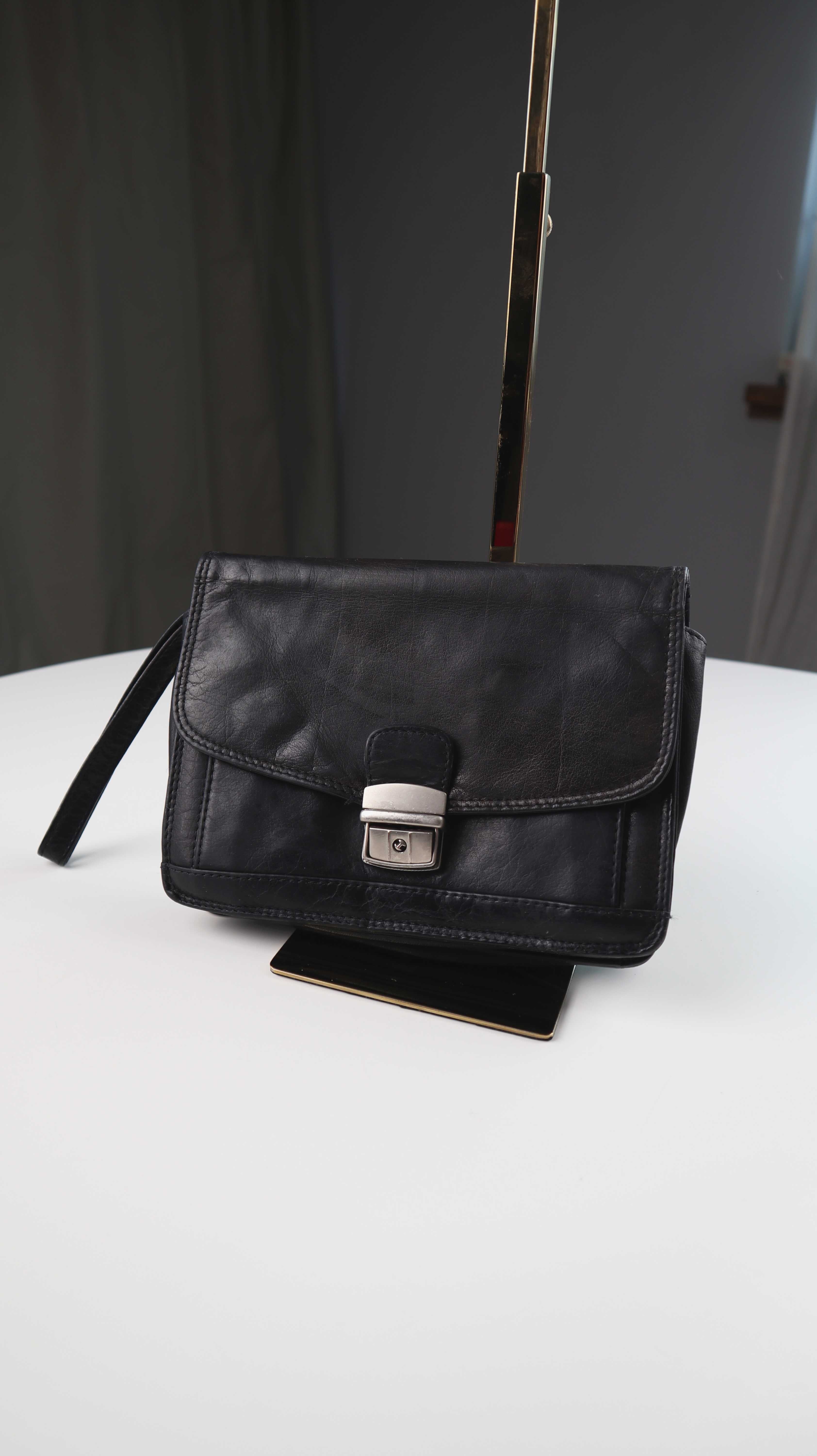 Tasche Ledertasche Etui schwarz Clutch basic Portemonnaie Leder