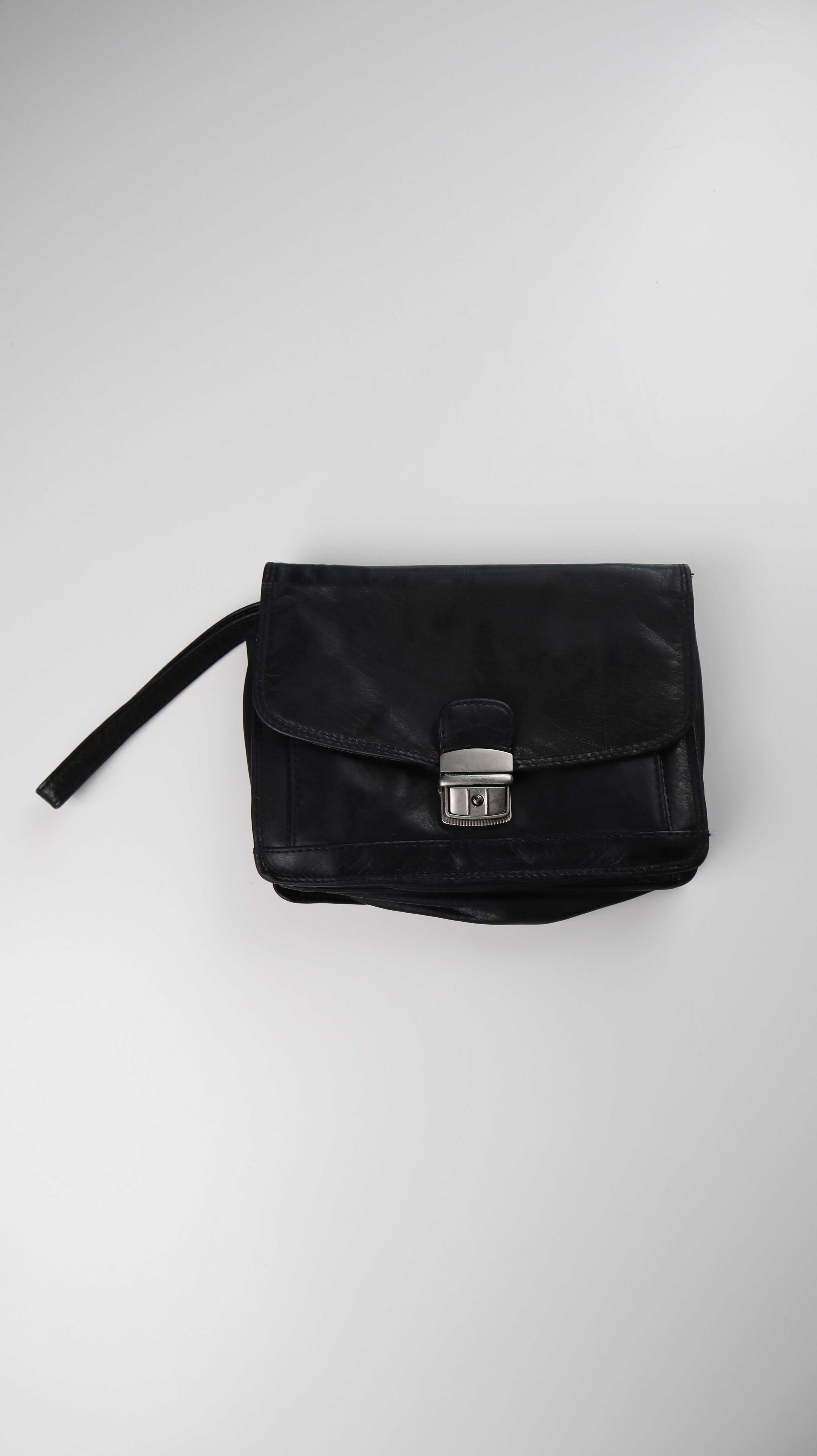 Tasche Ledertasche Etui schwarz Clutch basic Portemonnaie Leder