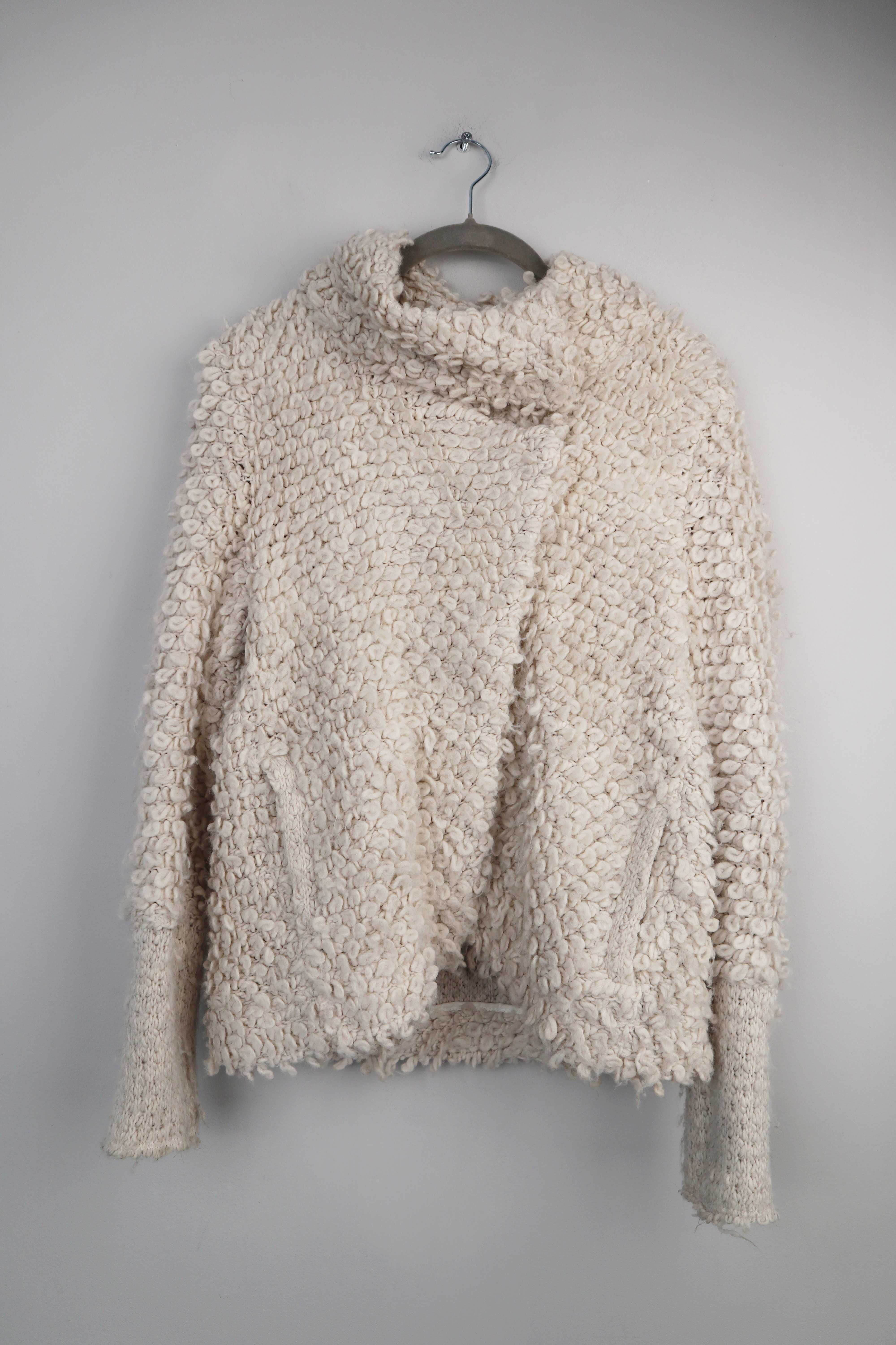 IRO Jacke Caty Cardigan Wolle 42 38 M S Creme Beige Design Looped knit