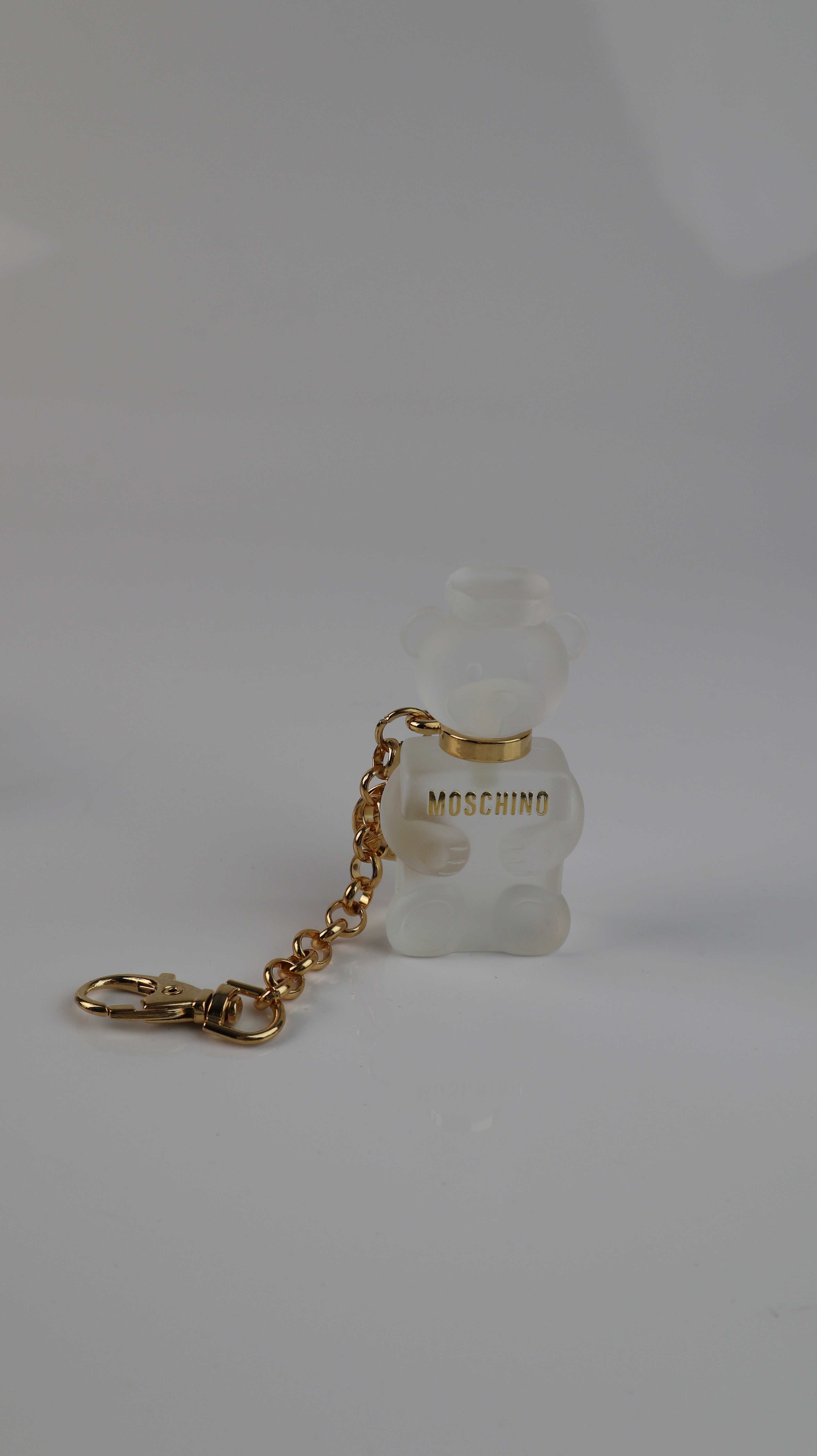 Moschino Schlüsselanhänger Anhänger Glas neu Gold Teddy