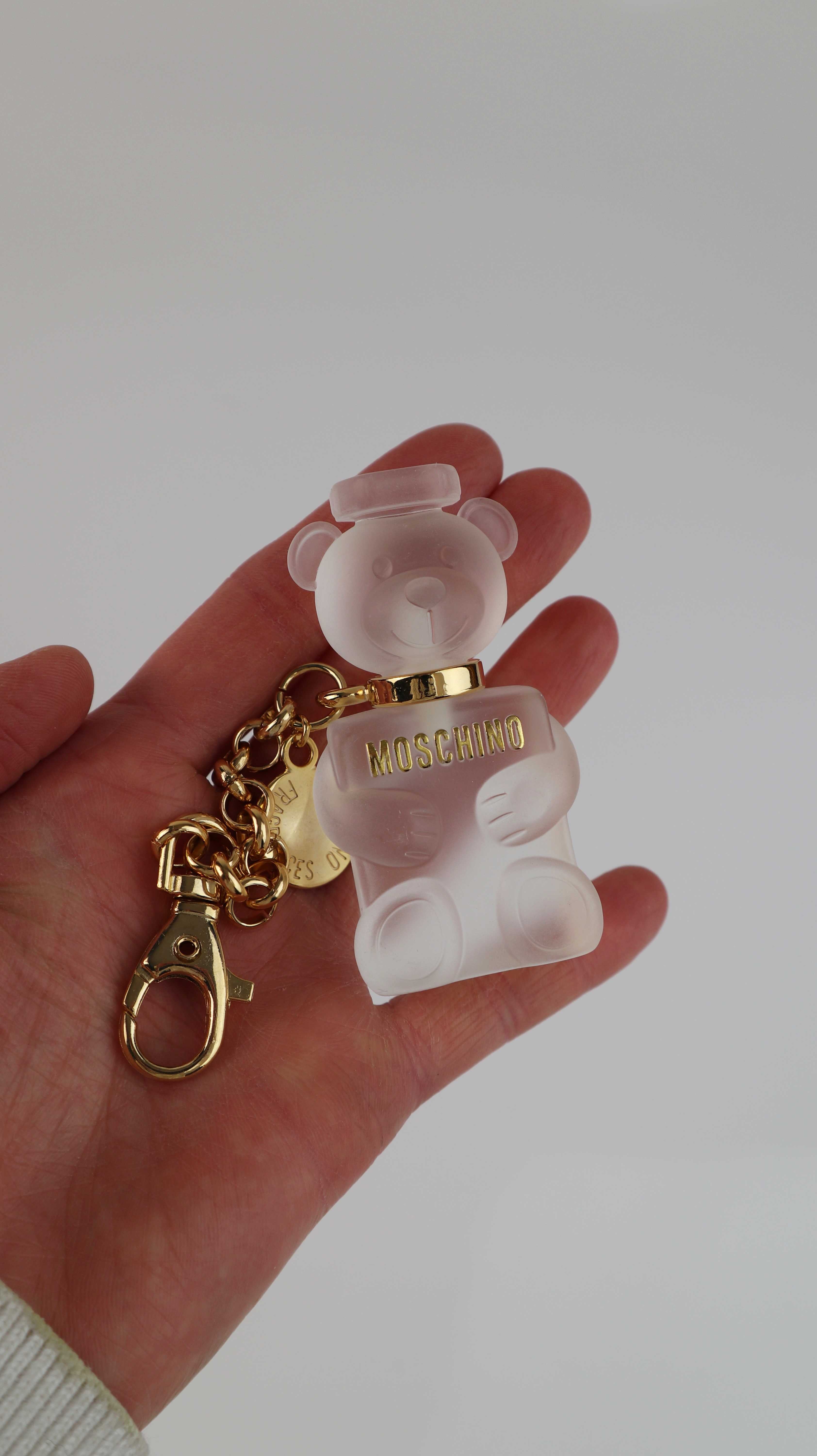 Moschino Schlüsselanhänger Anhänger Glas neu Gold Teddy