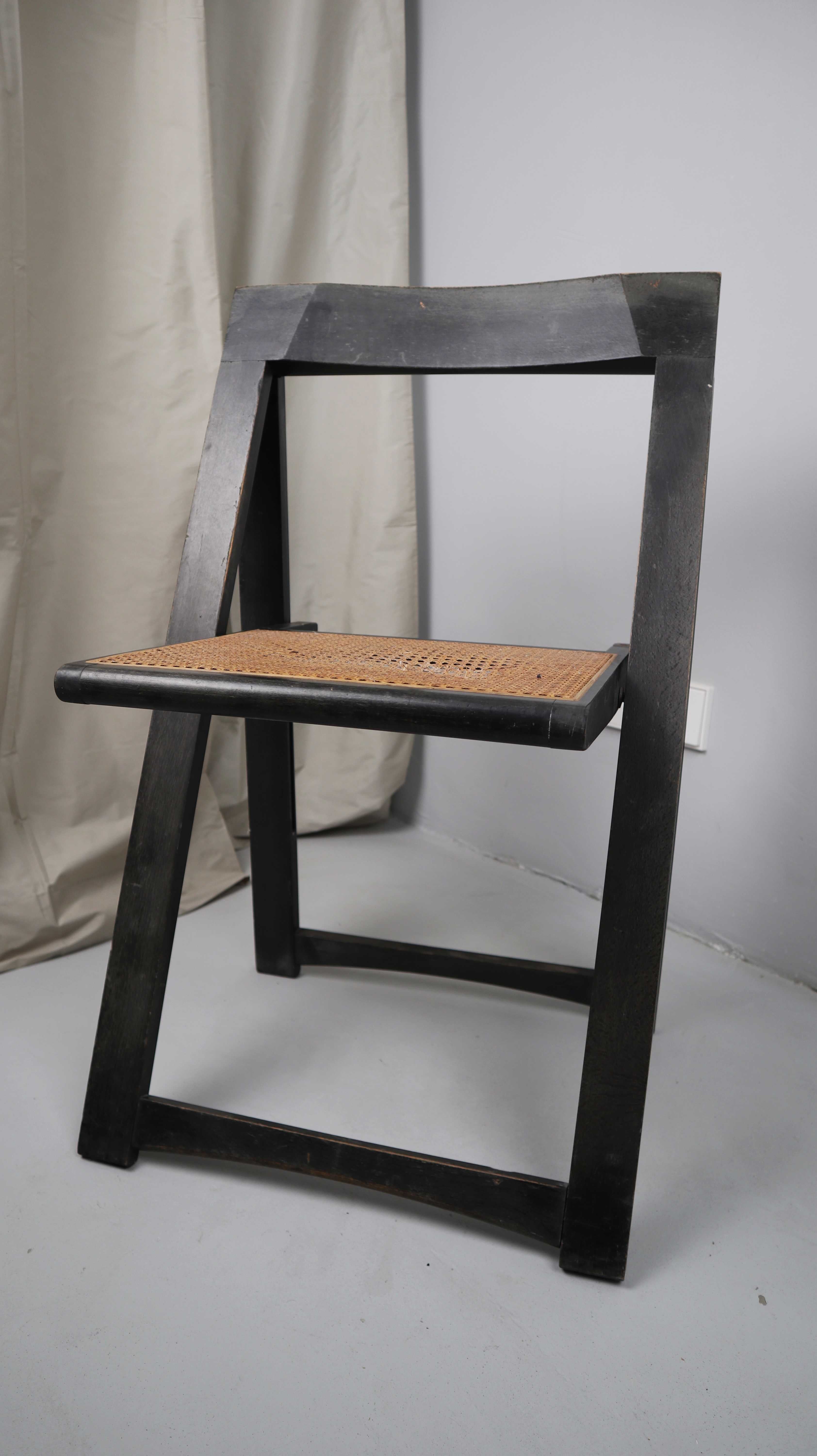 Aldo Jacober Alberto Bazzani Stuhl Klappstuhl schwarz Wiener Geflecht 1960