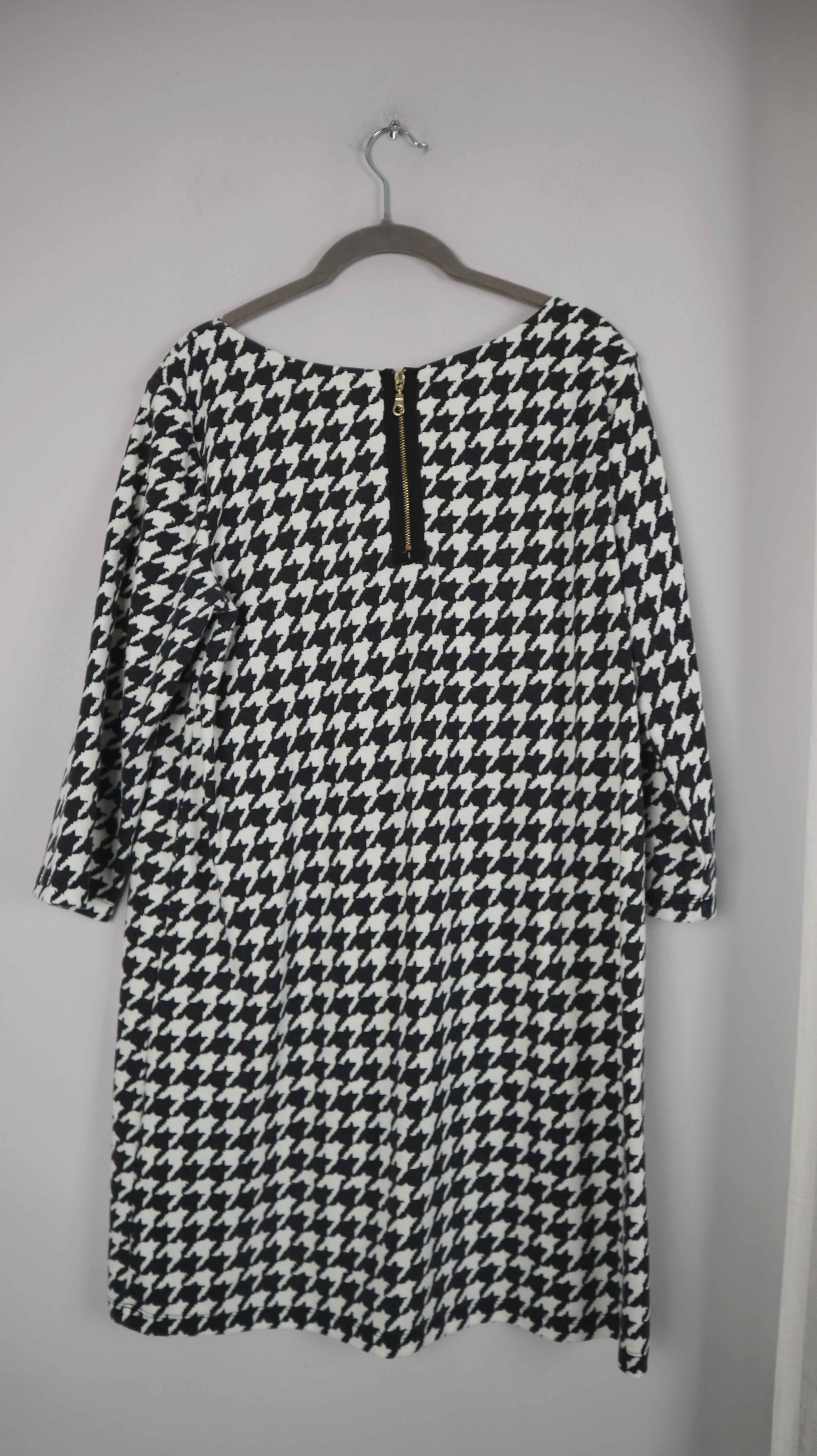 H&M Kleid schwarz weiß Hahnentritt 38 M Midi Midikleid