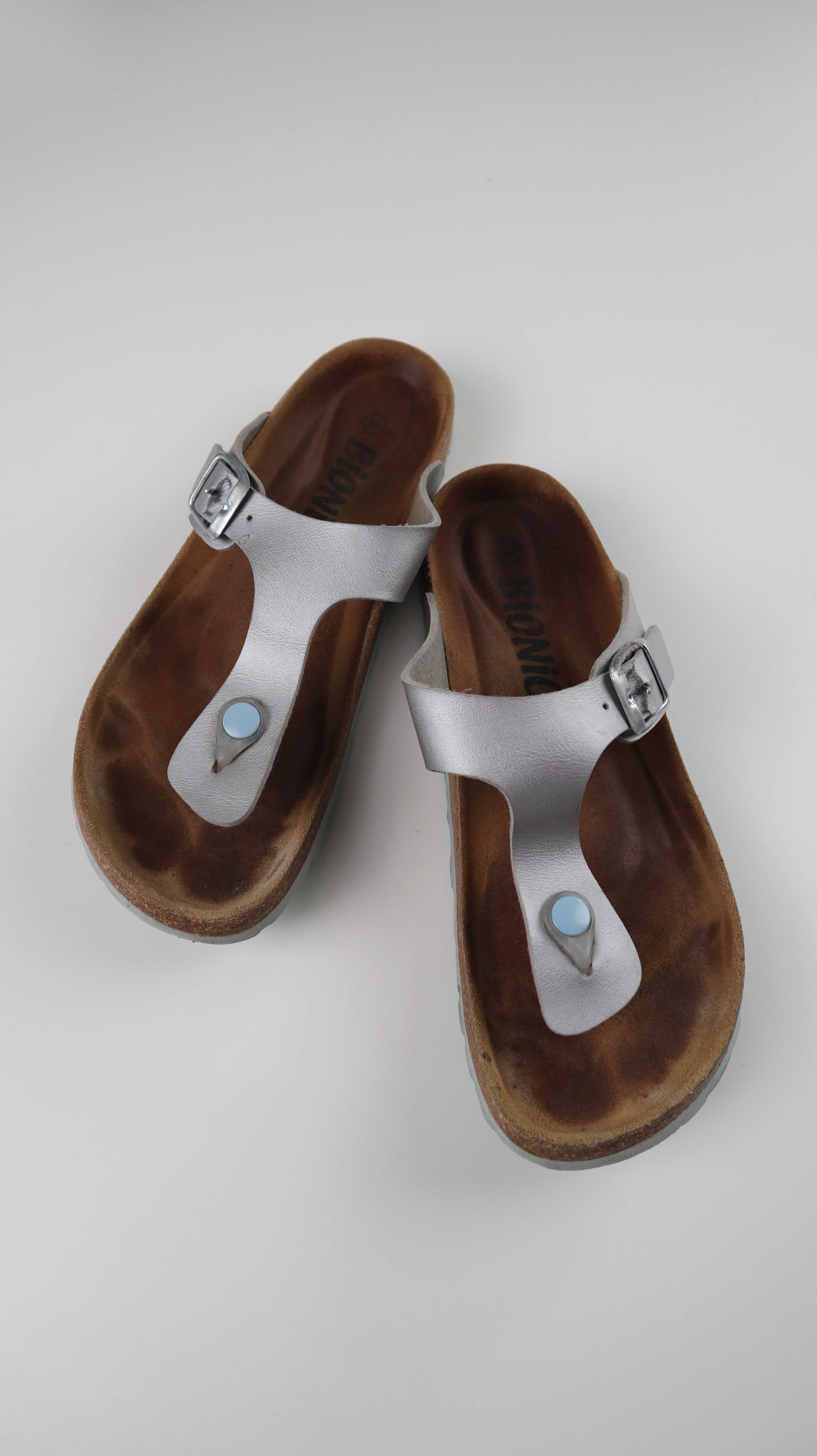 Bionic Schlappen Loafer Silber Metallic 39 Zehentreter Sandalen