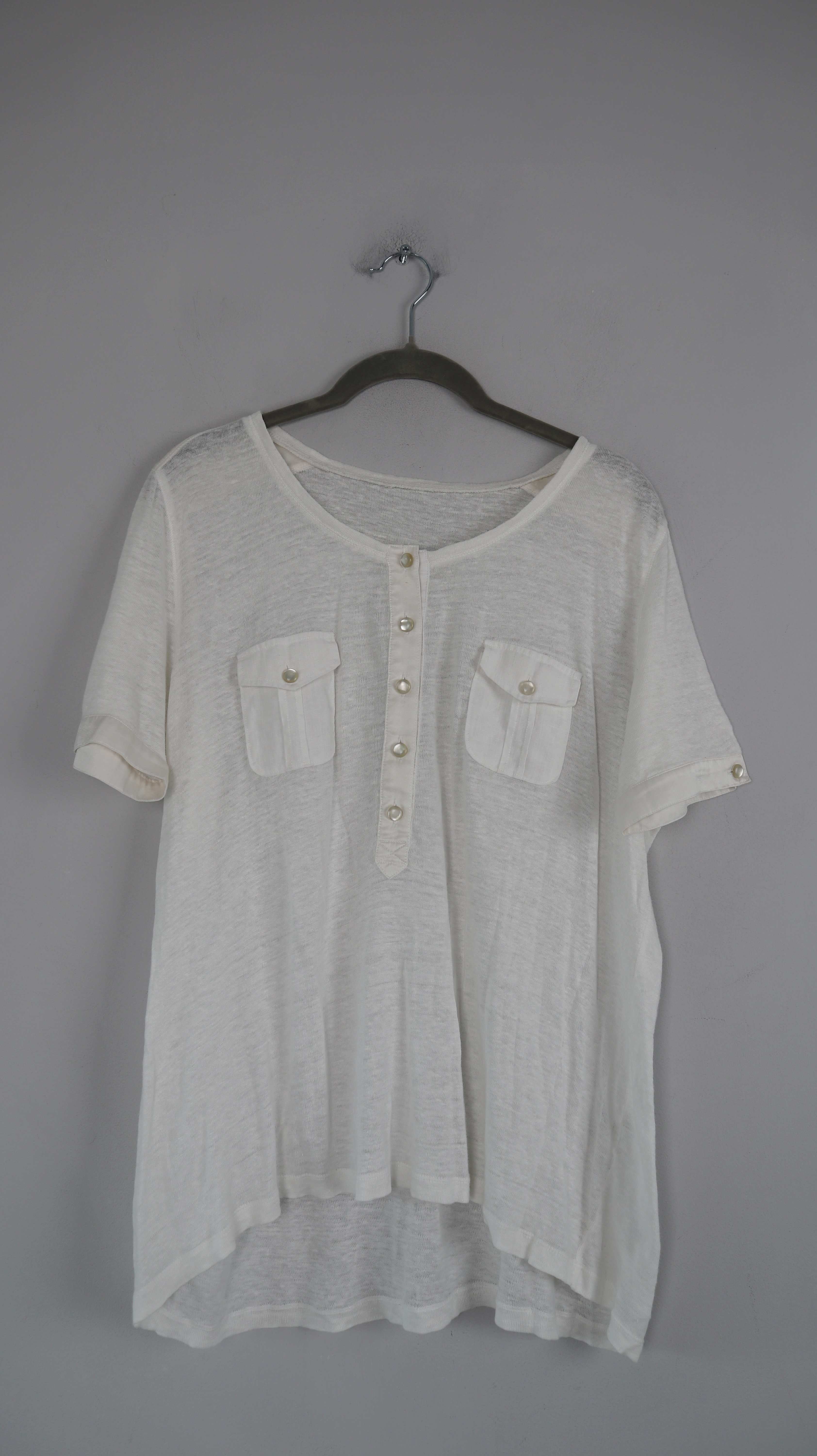 Shirt weiß Leinenshirt Leinen basic einfarbig 42 T-Shirt Oberteil