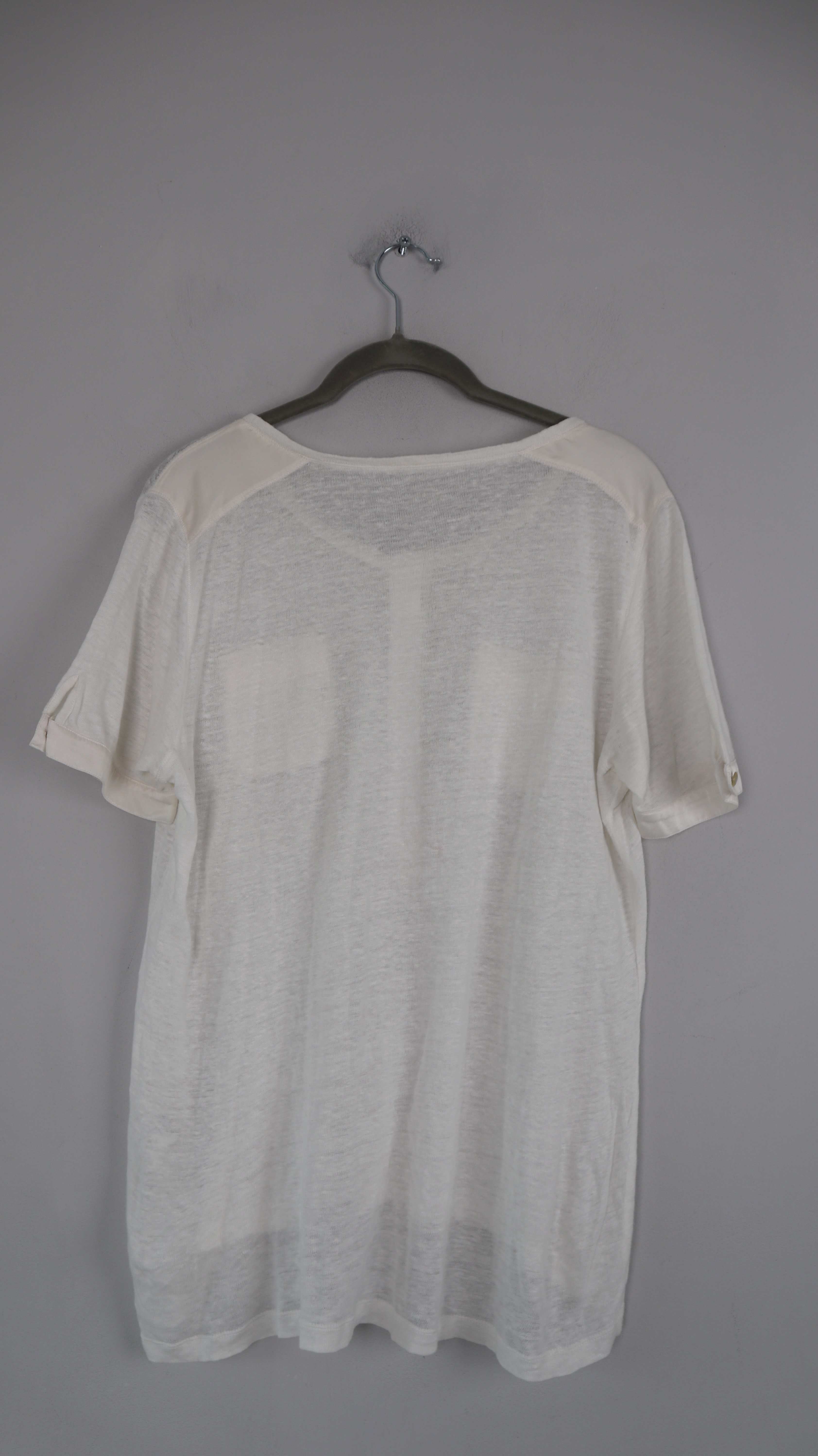 Shirt weiß Leinenshirt Leinen basic einfarbig 42 T-Shirt Oberteil