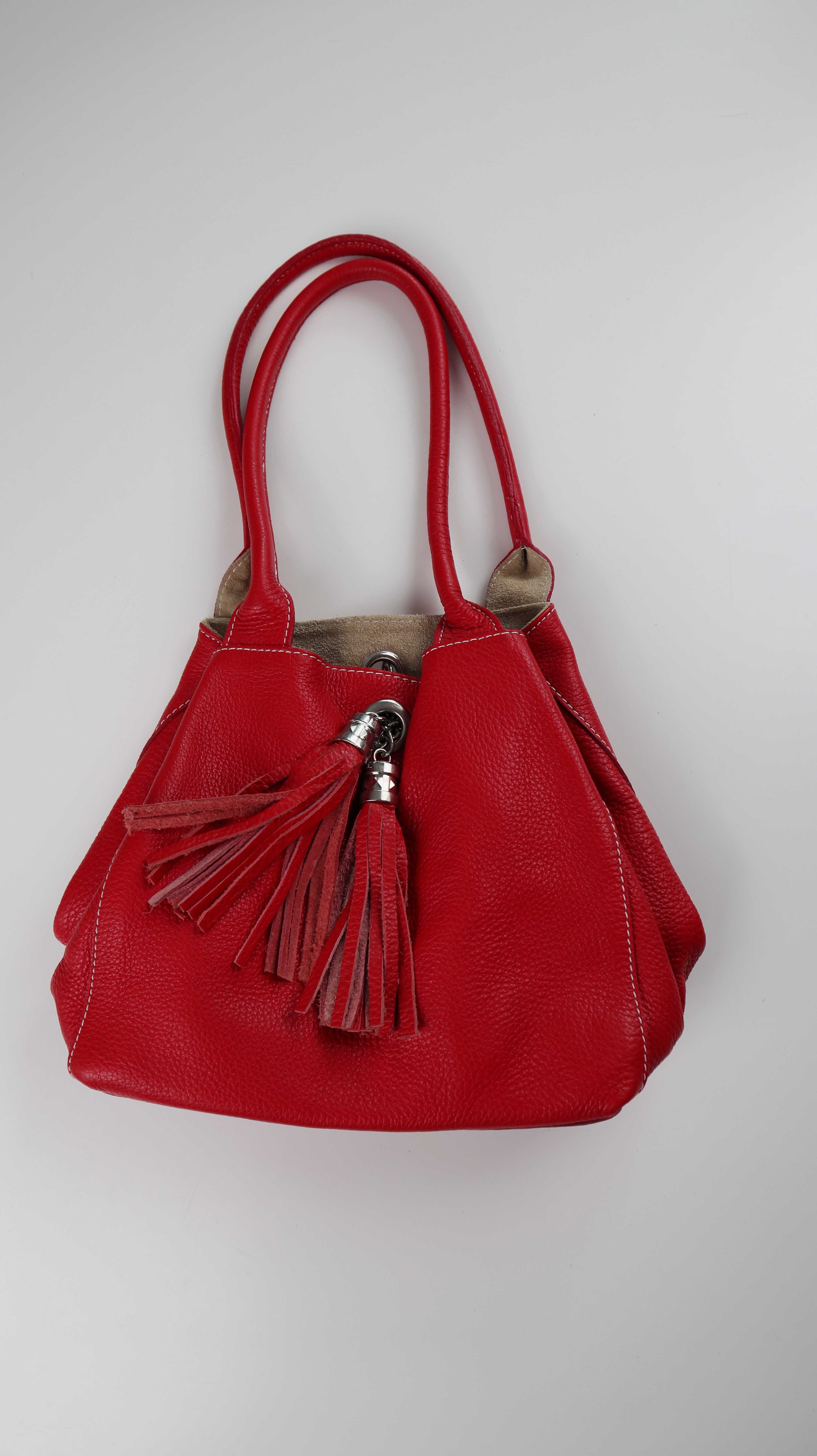 Tasche Ledertasche rot minitasche Made in Italy klein Shopper Schultertasche