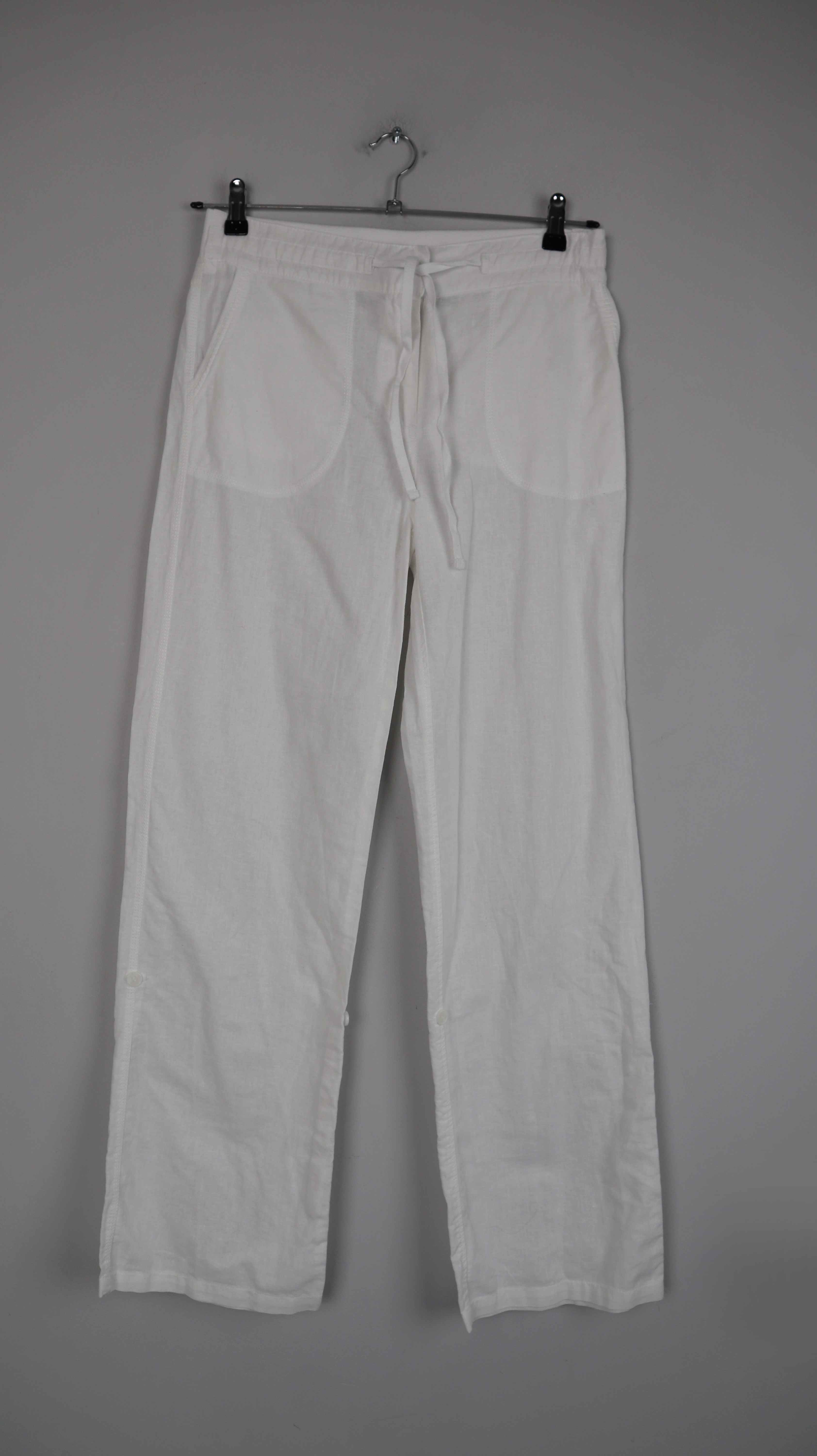 Women's Hose weiß Leinen Leinenhose 38 M Sommerhose straight leg
