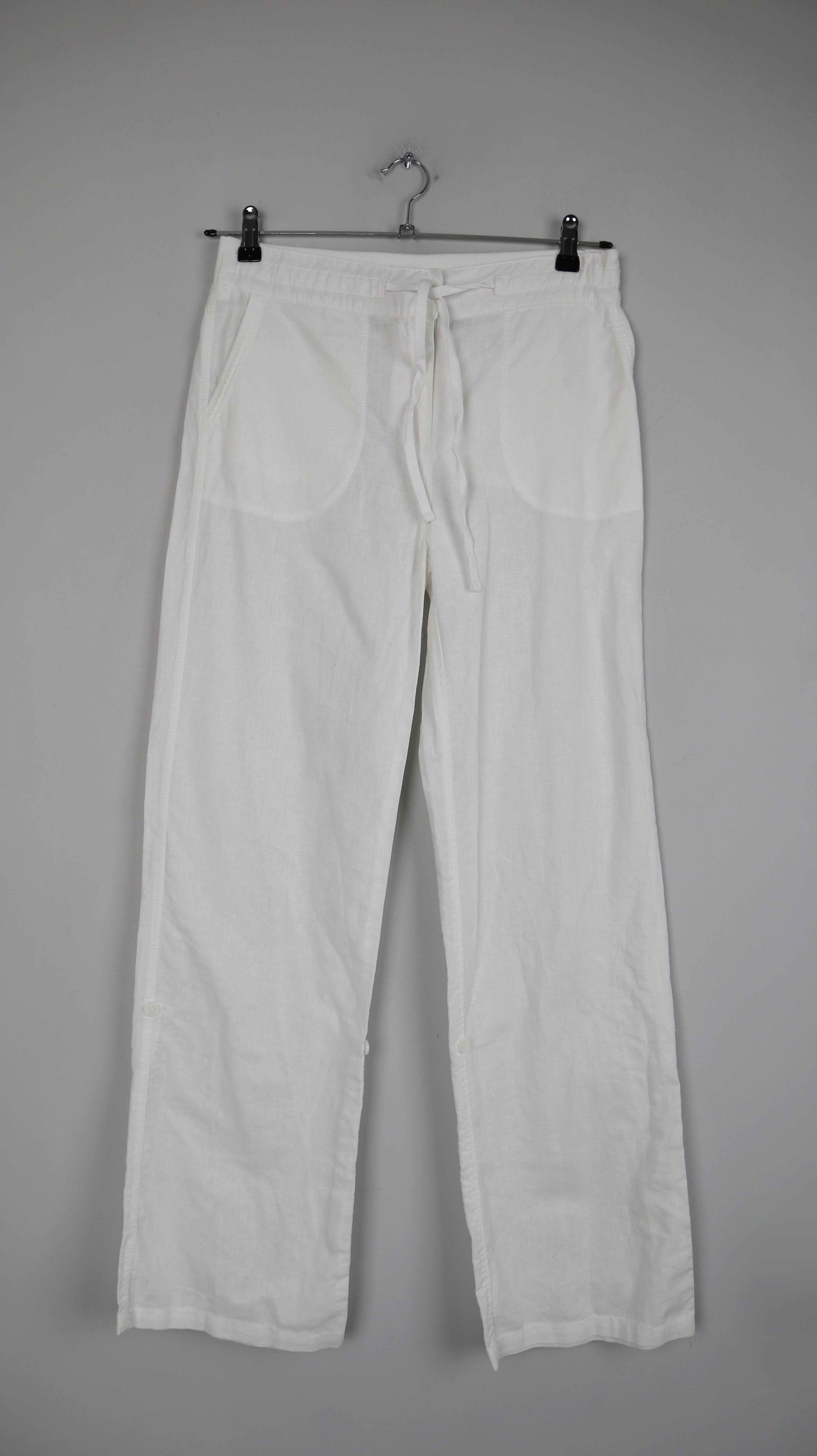 Women's Hose weiß Leinen Leinenhose 38 M Sommerhose straight leg