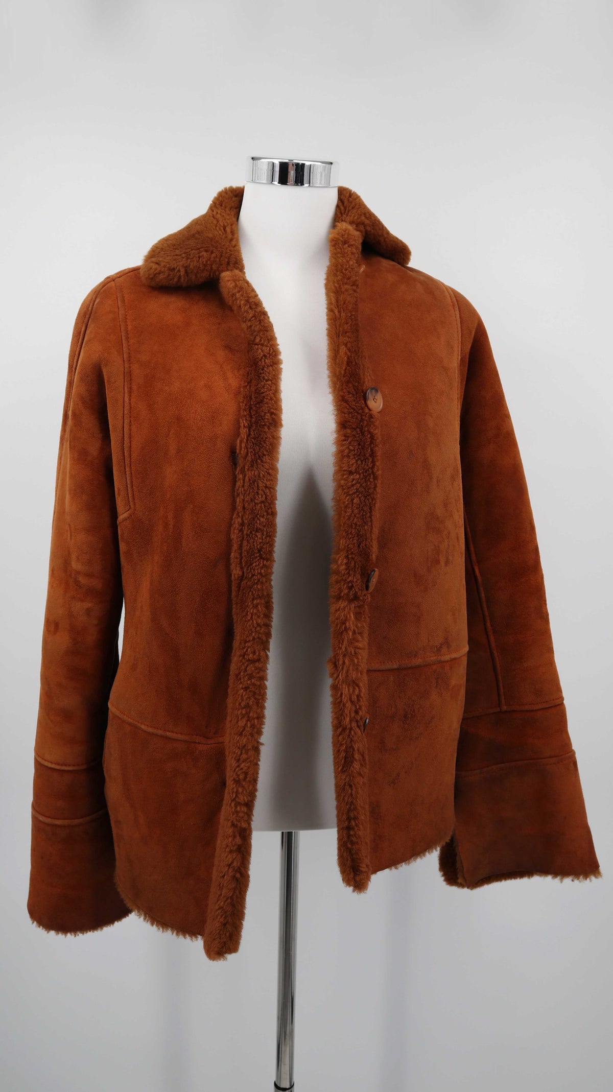 Braune Wildlederjacke Shearling 38 M Lammfelljacke Hellbraun Lederjacke
