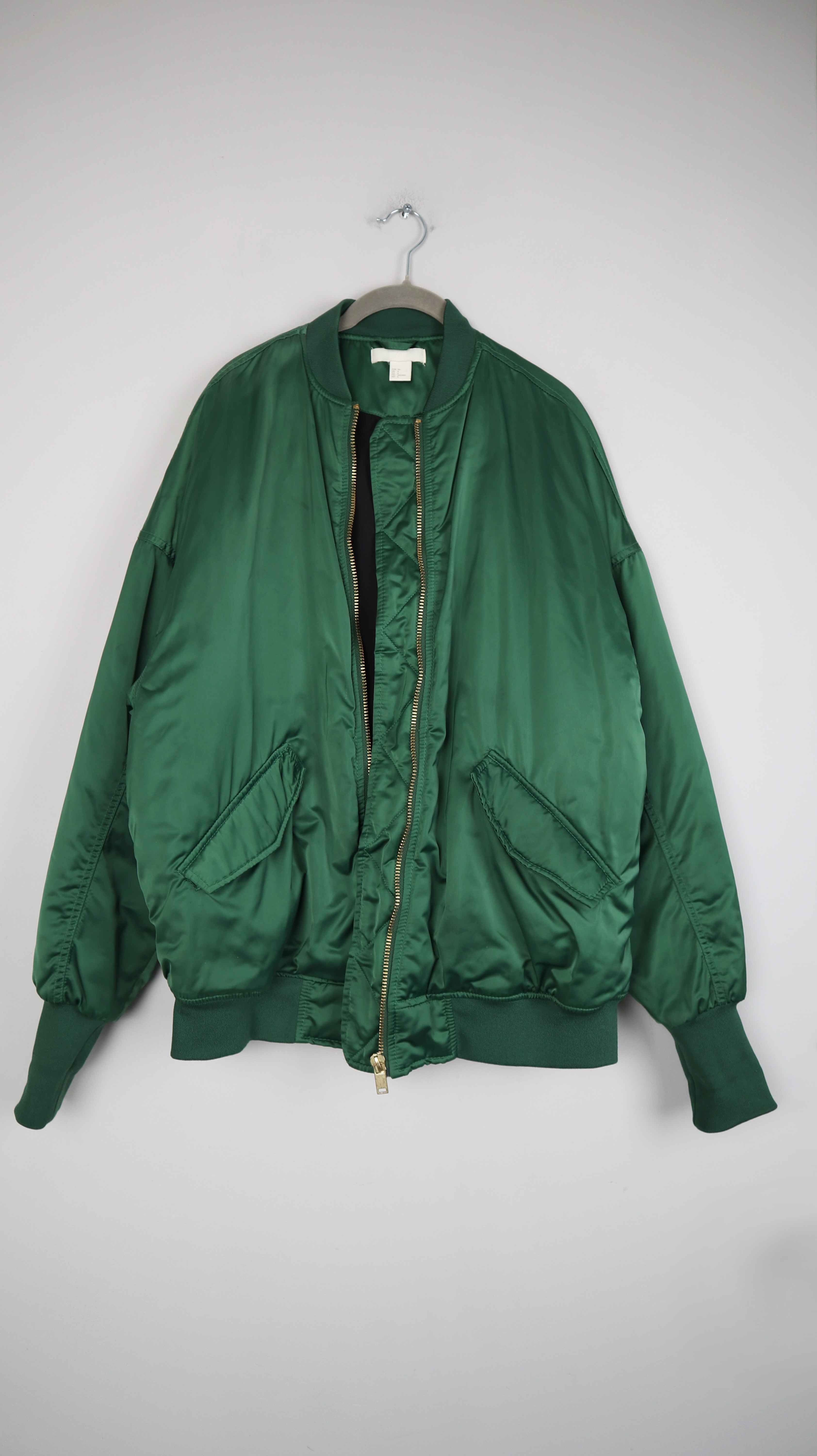 H&M Jacke Grün Bomberjacke Bomber Oversized 36 S Fliegerjacke