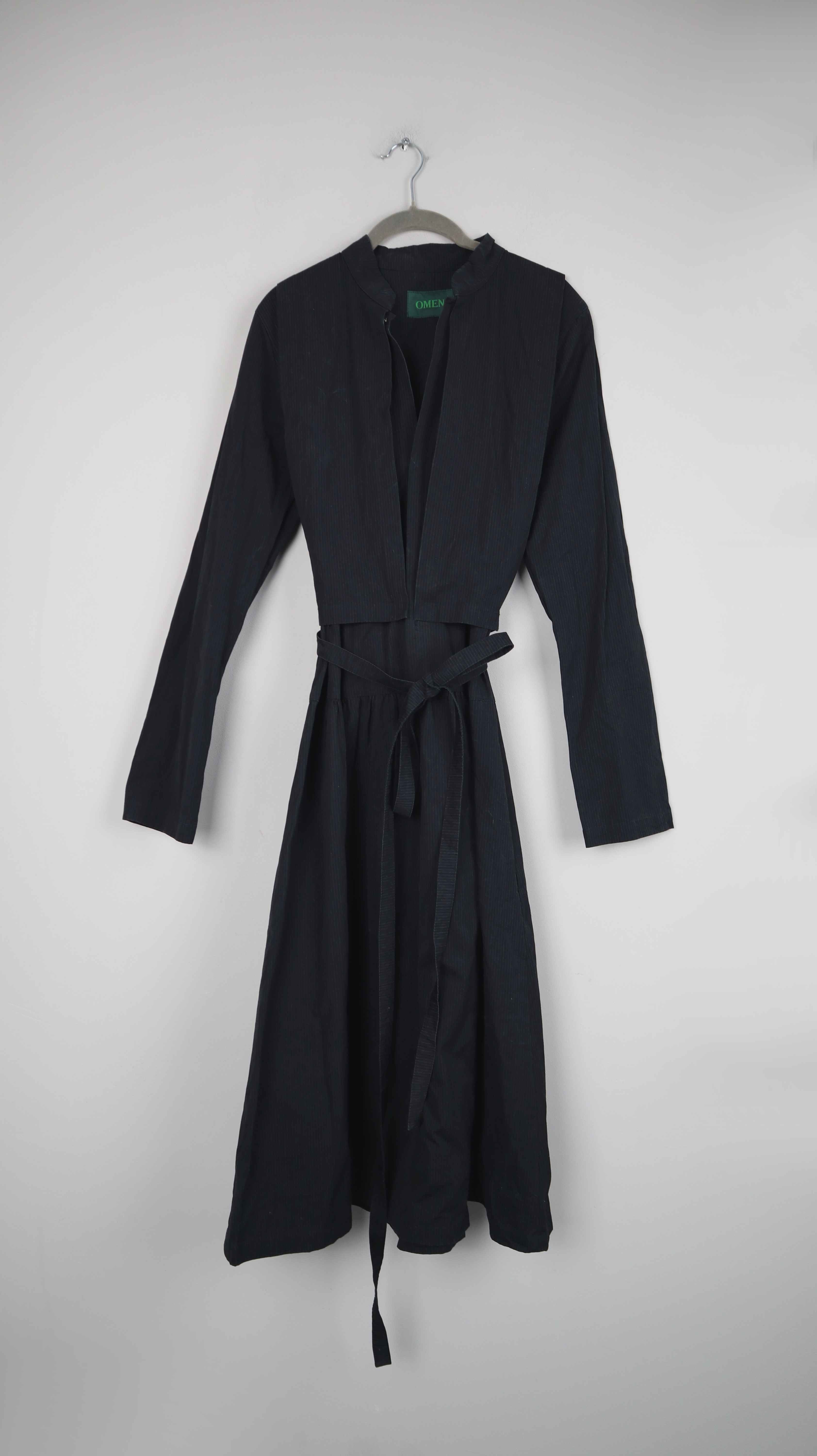 OMEN Kleid Schwarz Grau 36 S Midi Midikleid Winterkleid Nadelstreifen