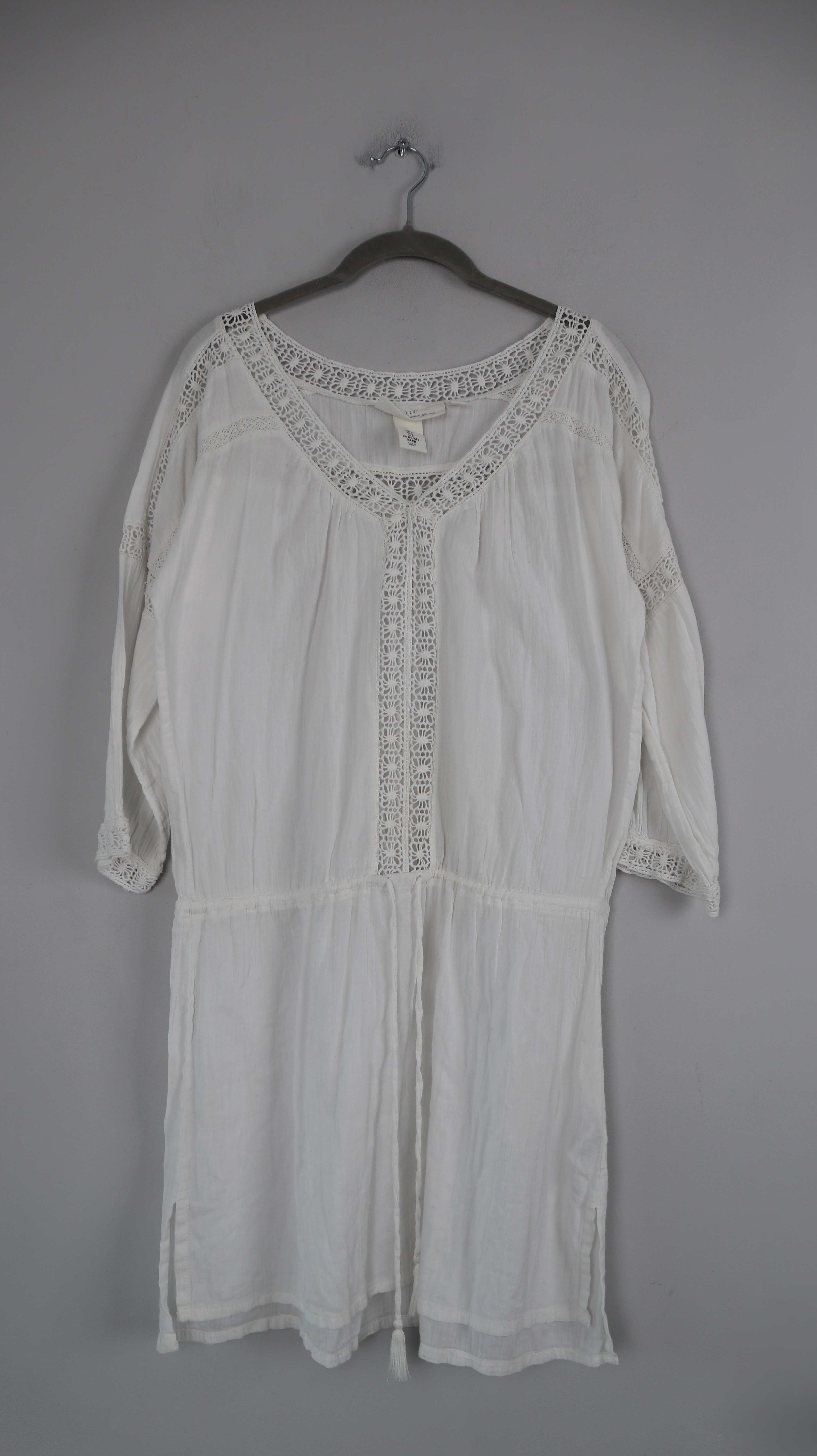 LOGG Kleid H&M weiß Sommerkleid Midi Midikleid 36 S