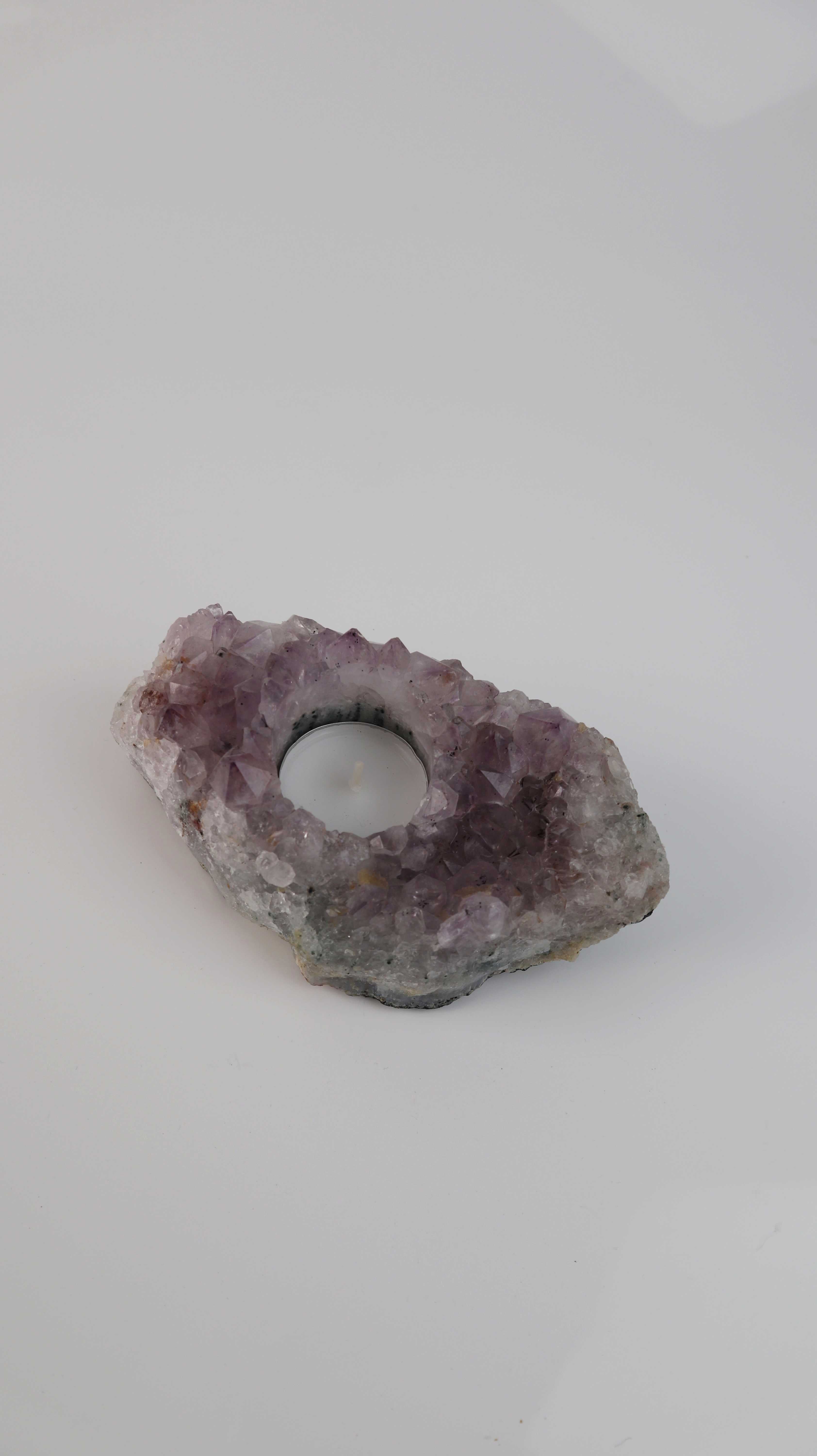 Teelichthalter Amethyst Lila Steinhalter