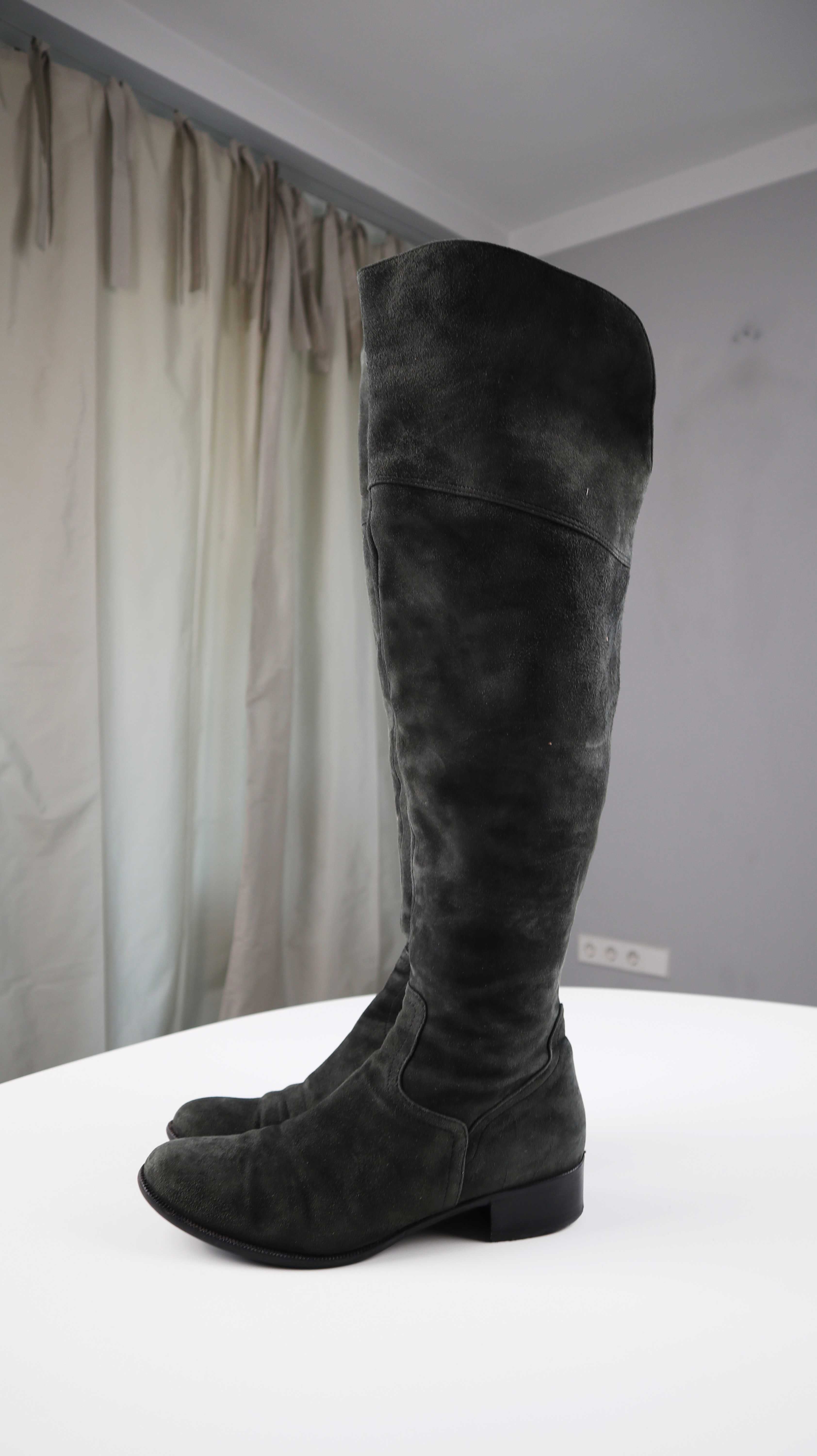 Stiefel Wildleder Overknee Lang Dunkelgrün Grün Wildlederstiefel 39