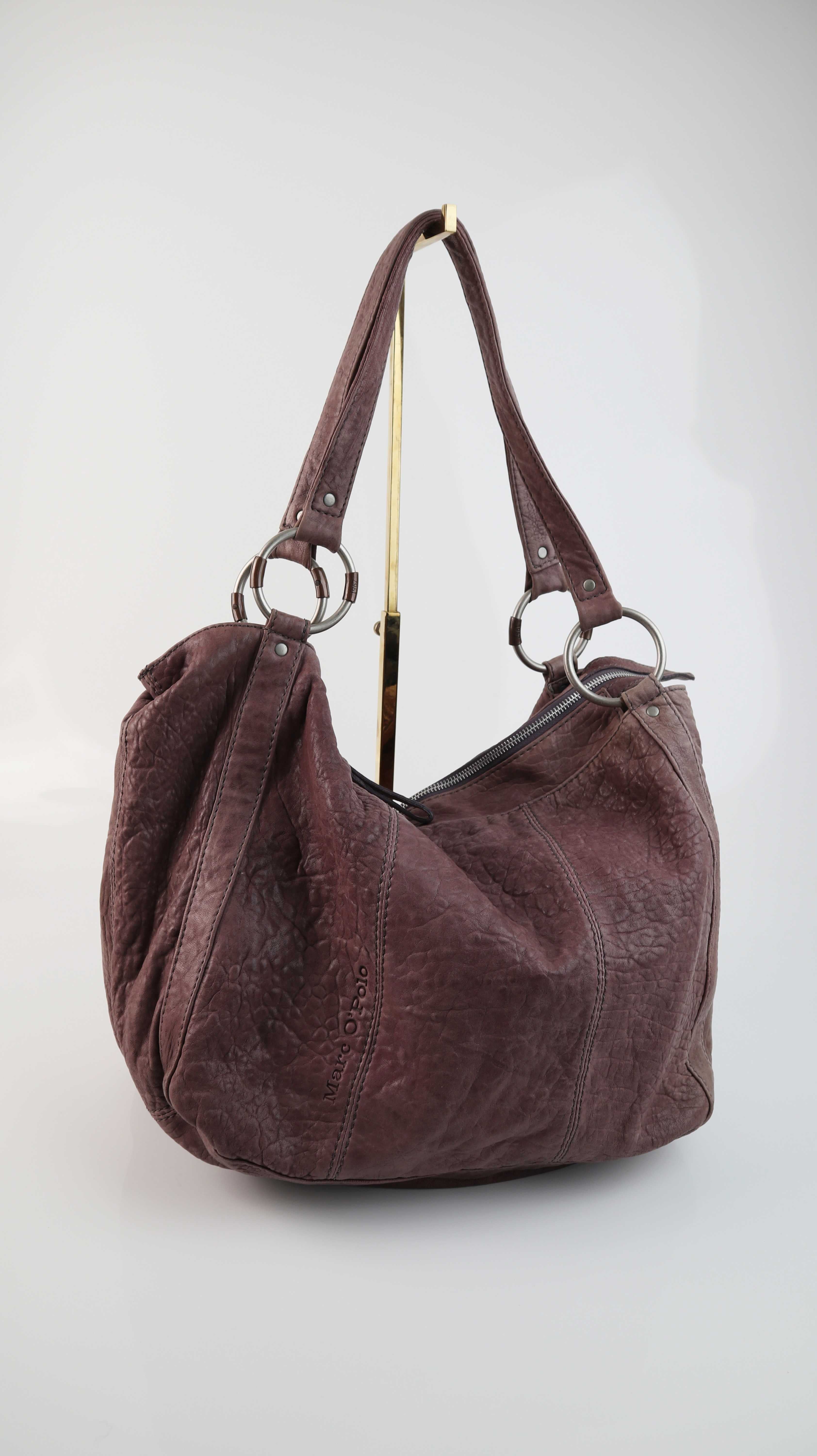 Marc O'Polo Tasche Ledertasche lila Bordeaux Flieder Schultertasche Shopper