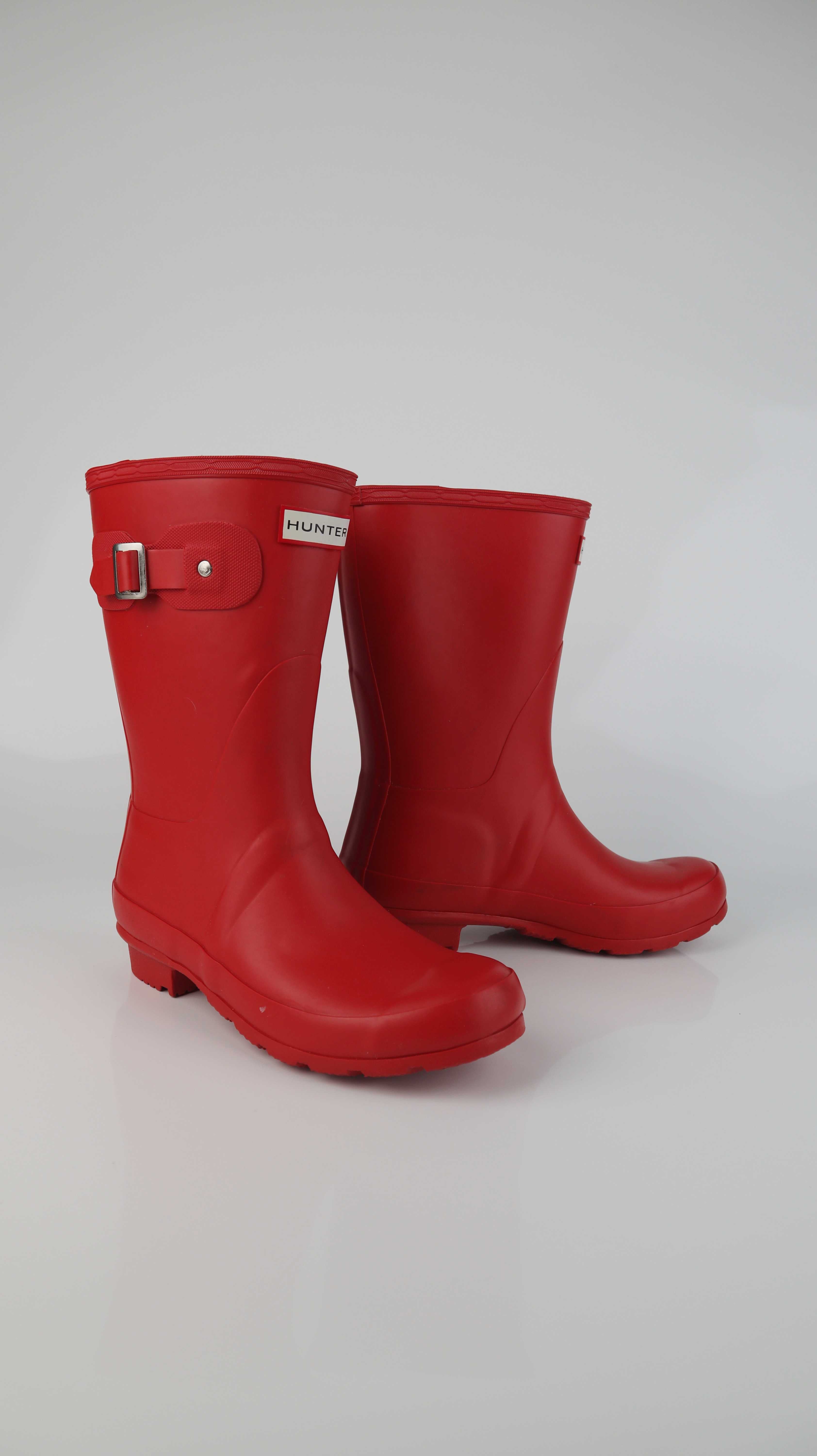 Hunter Gummistiefel rot 36 Stiefel Regenstiefel Halbhoch Halb Erdbeerrot
