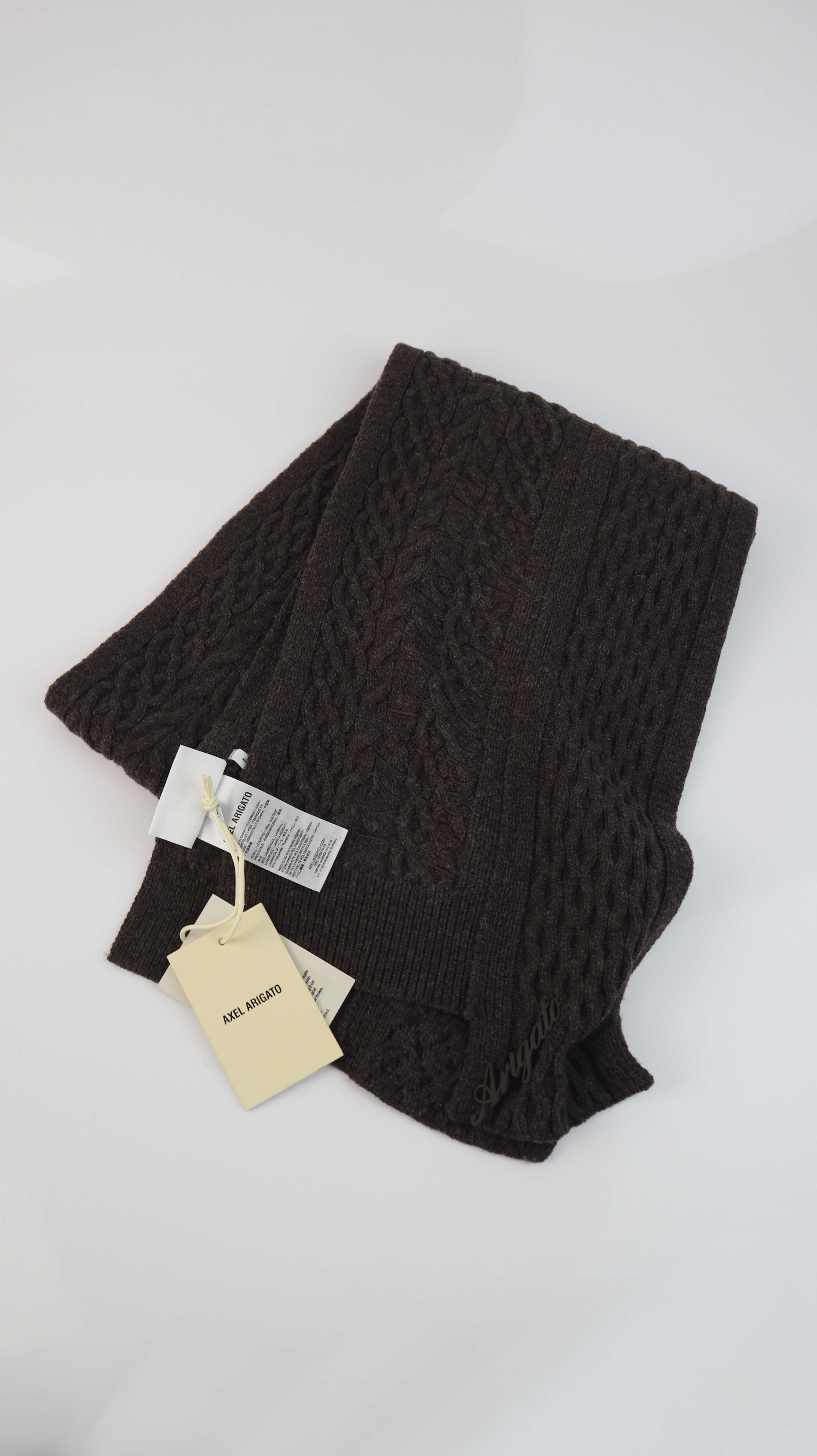 Axel Arigato Schal neu Braun Wollschal Strickschal gestrickt