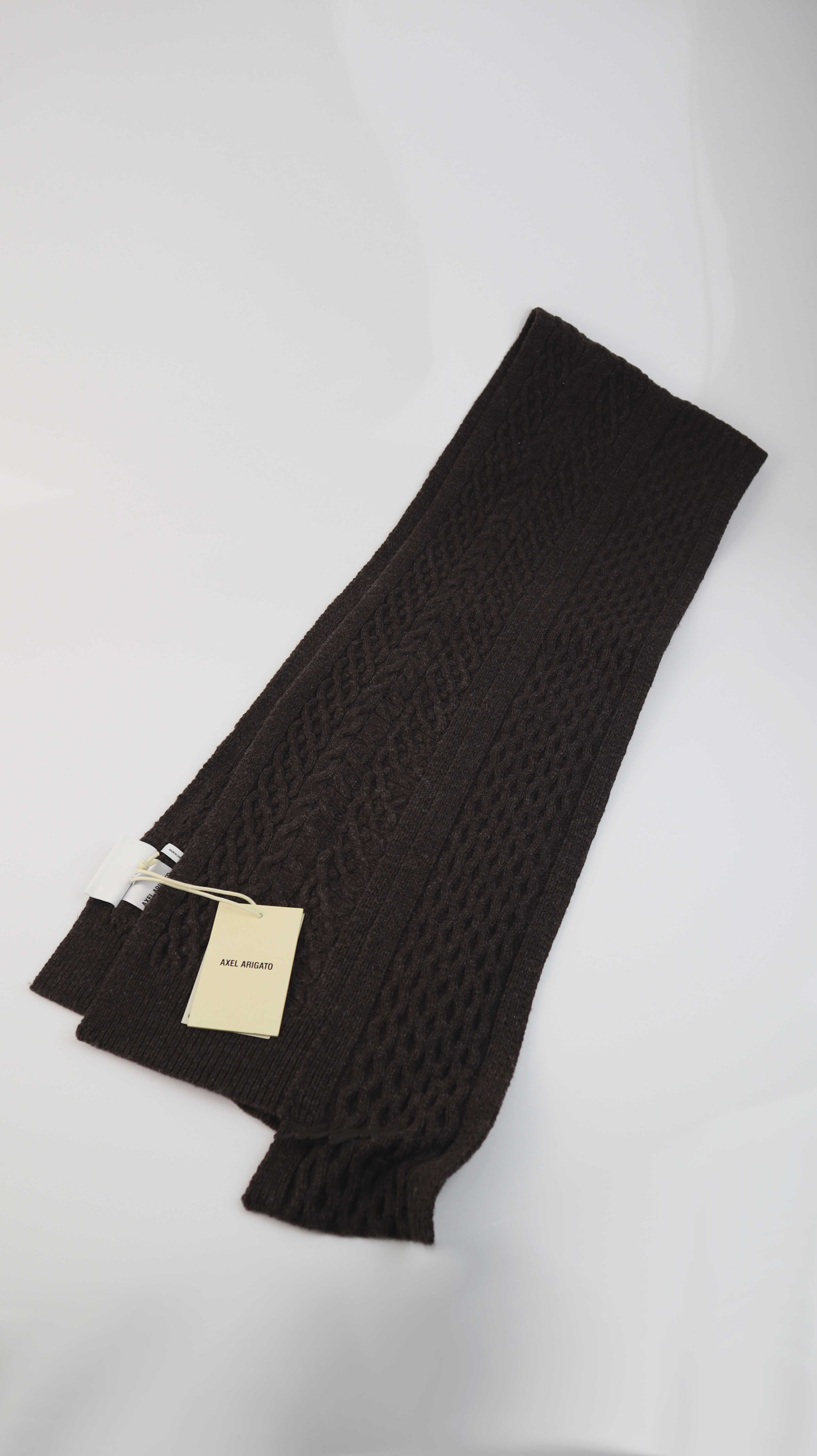 Axel Arigato Schal neu Braun Wollschal Strickschal gestrickt