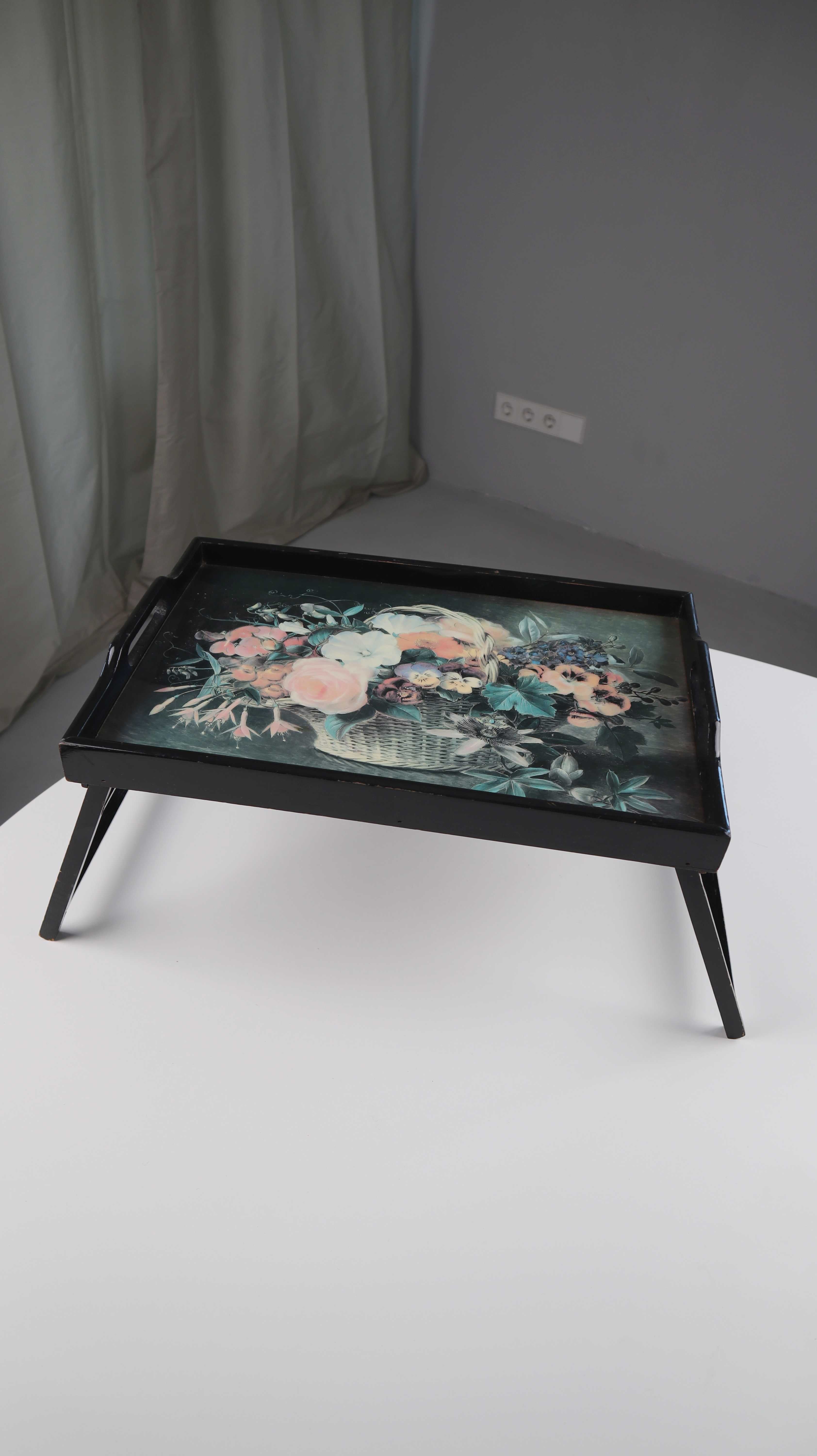 Tablett Betttablett Frühstücktablett schwarz Retro Klapptisch Beistelltisch