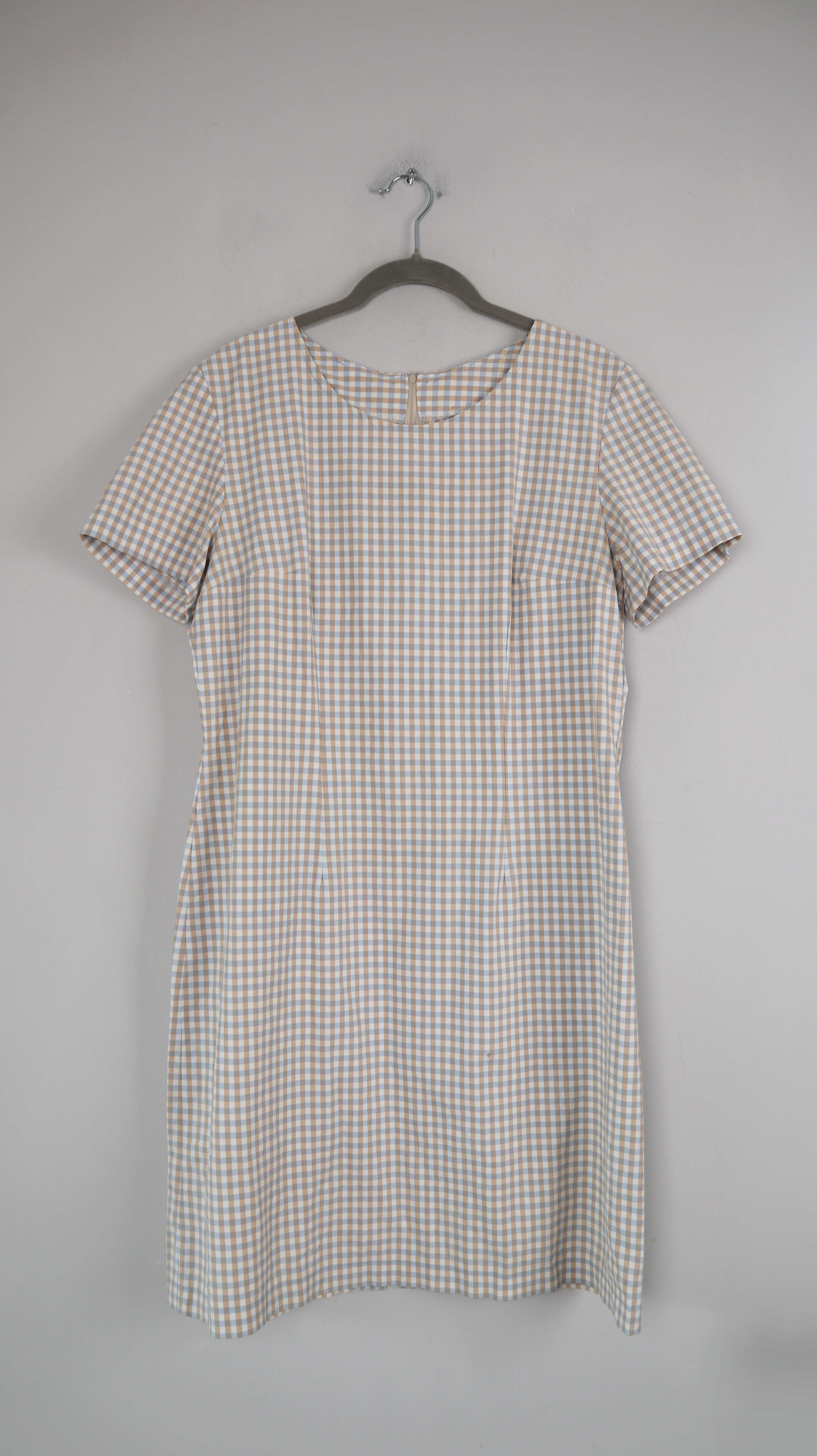 Kleid blau braun kariert Midi Midikleid 38 M Sommerkleid