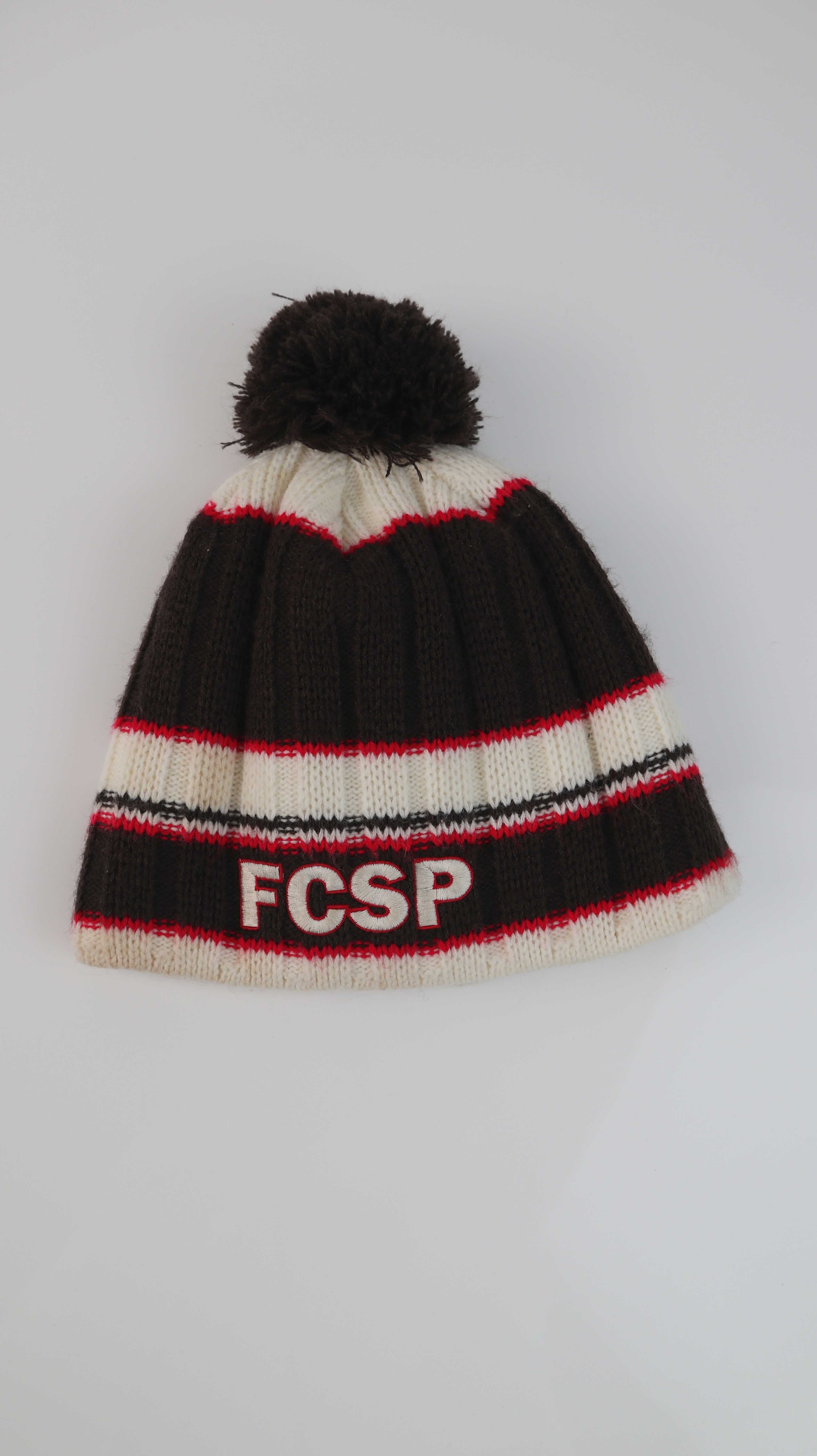 FCSP Mütze Kappe Beanie Bommelmütze St. Pauli gestreift Strickmütze