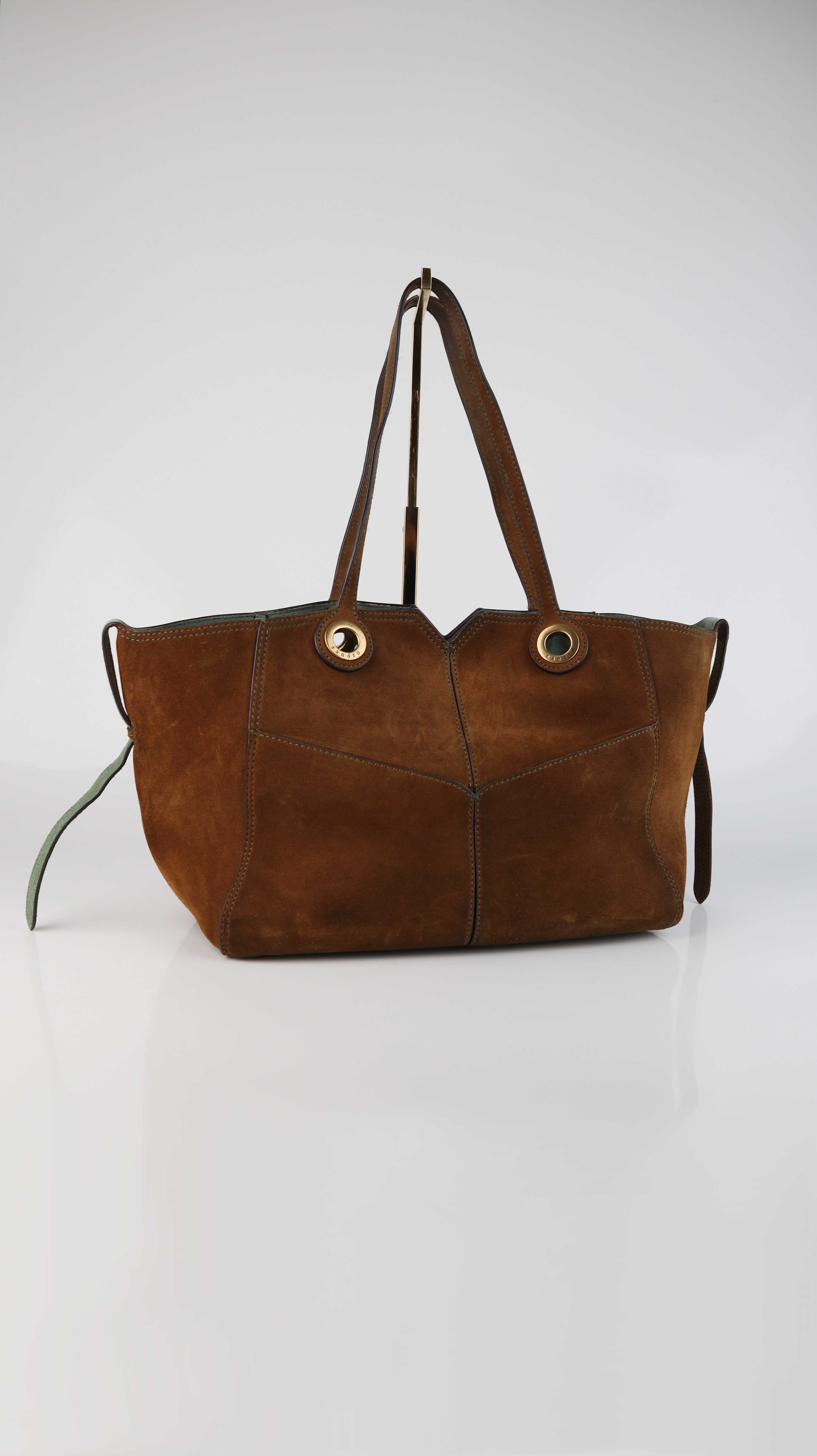 Sandro Braune Schultertasche Handtasche Wildleder Kamel