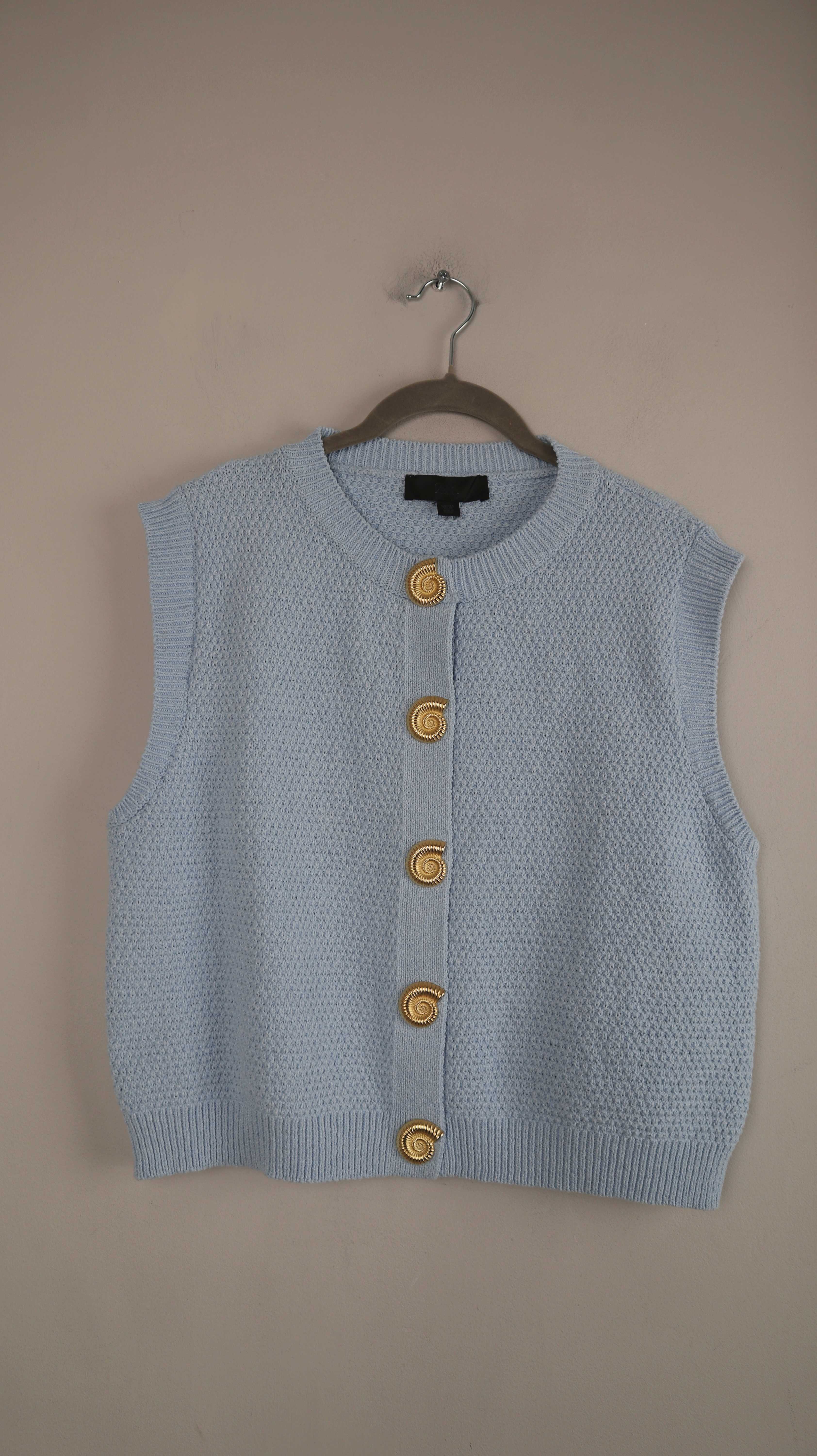 Weste Blau Zara Muscheln 36 S Hellblau Shirt Oberteil
