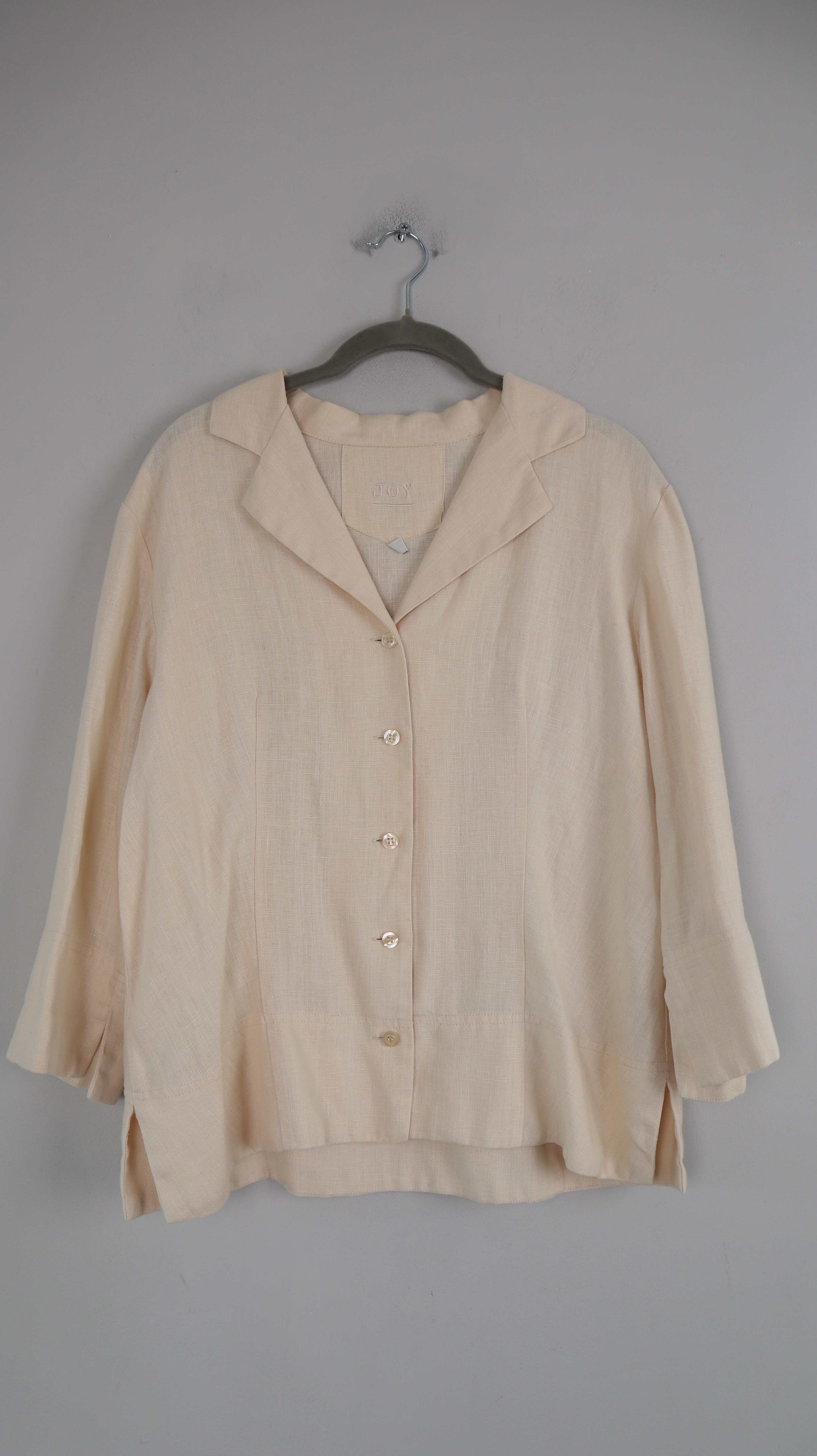 Joy Bluse Creme Beige 38 M Leinen Leinenbluse Hemd basic einfarbig