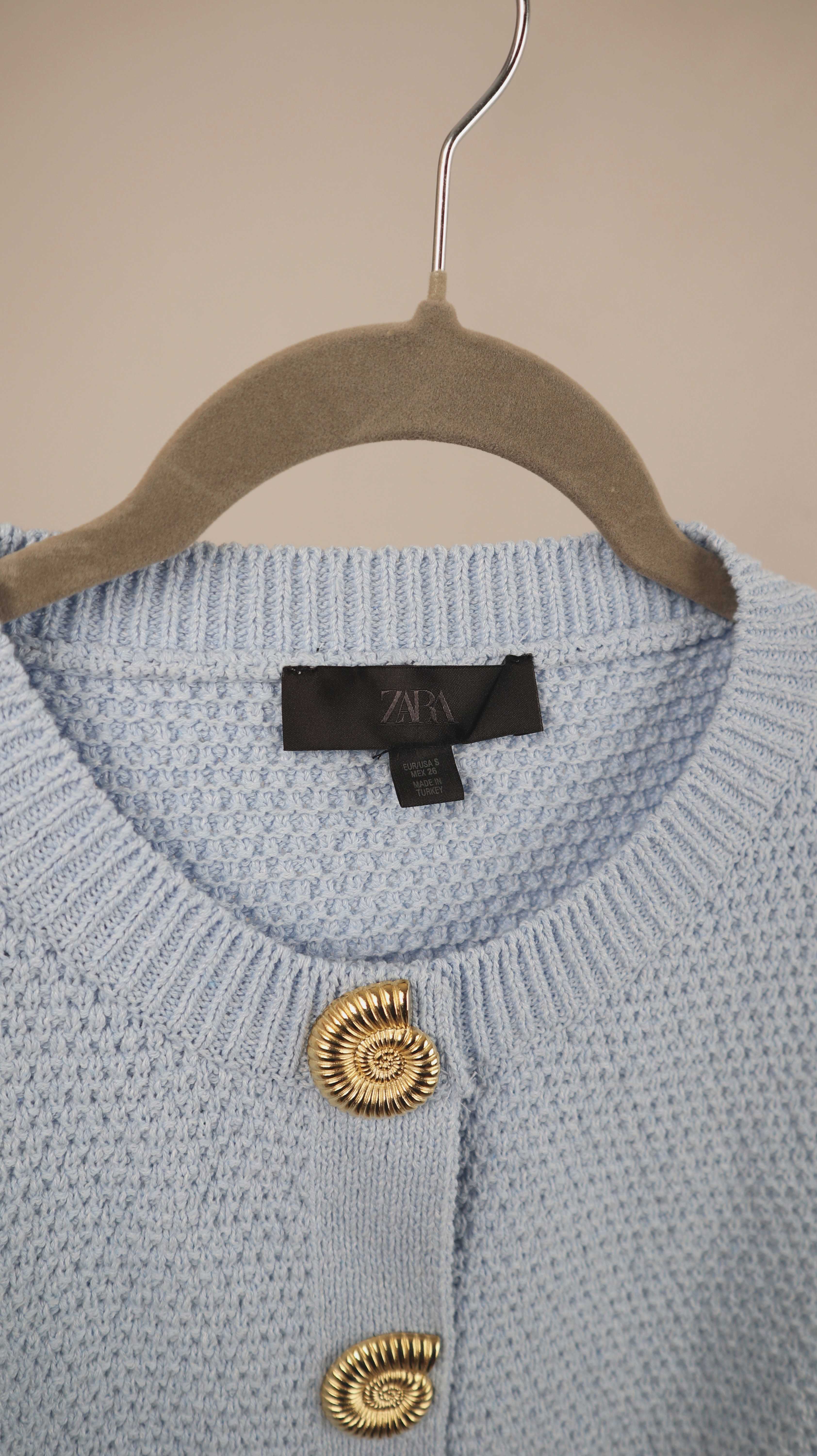 Weste Blau Zara Muscheln 36 S Hellblau Shirt Oberteil