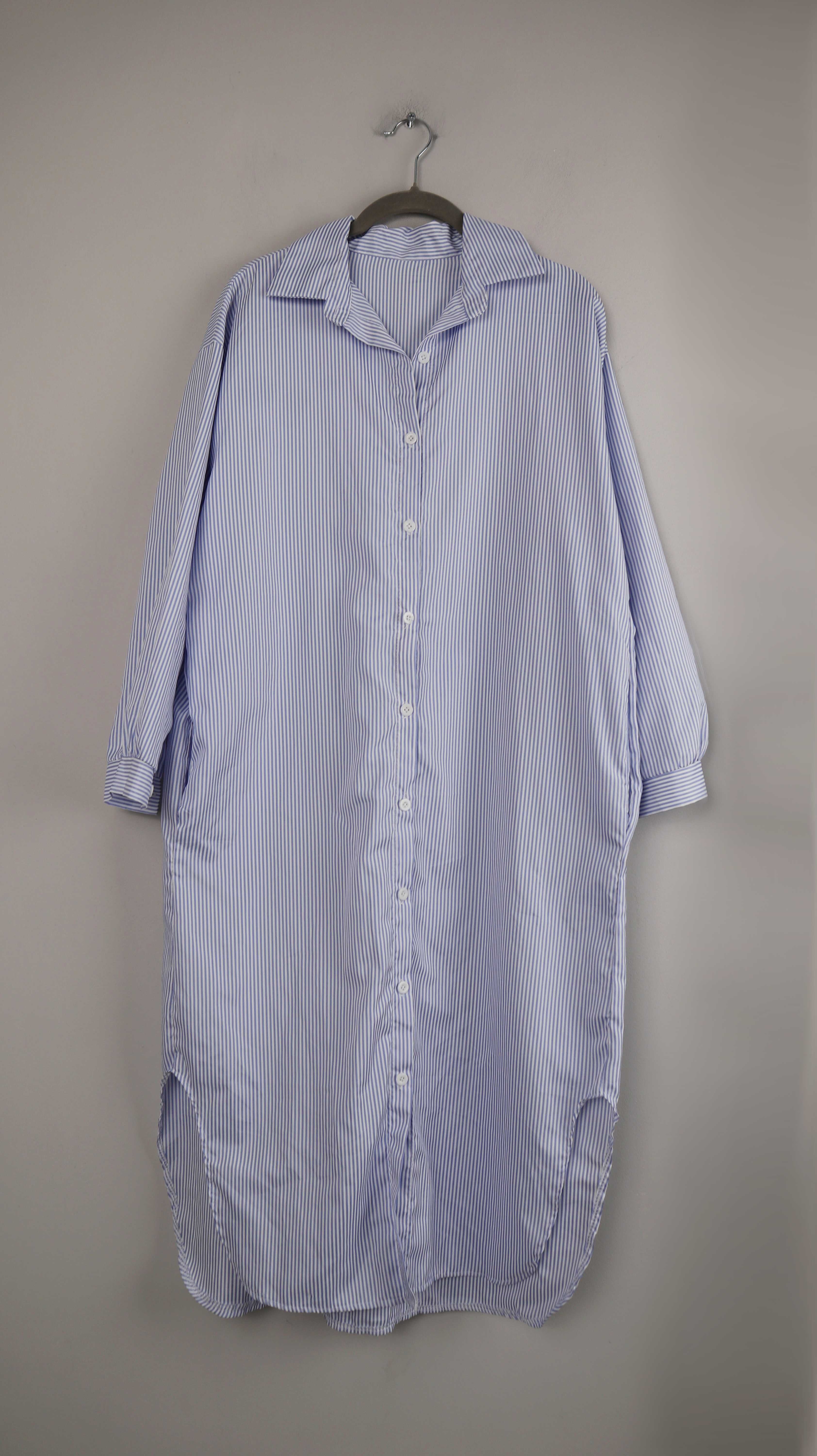 Bluse Blau weiß hemd Einheitsgröße Oversized 40 L gestreift