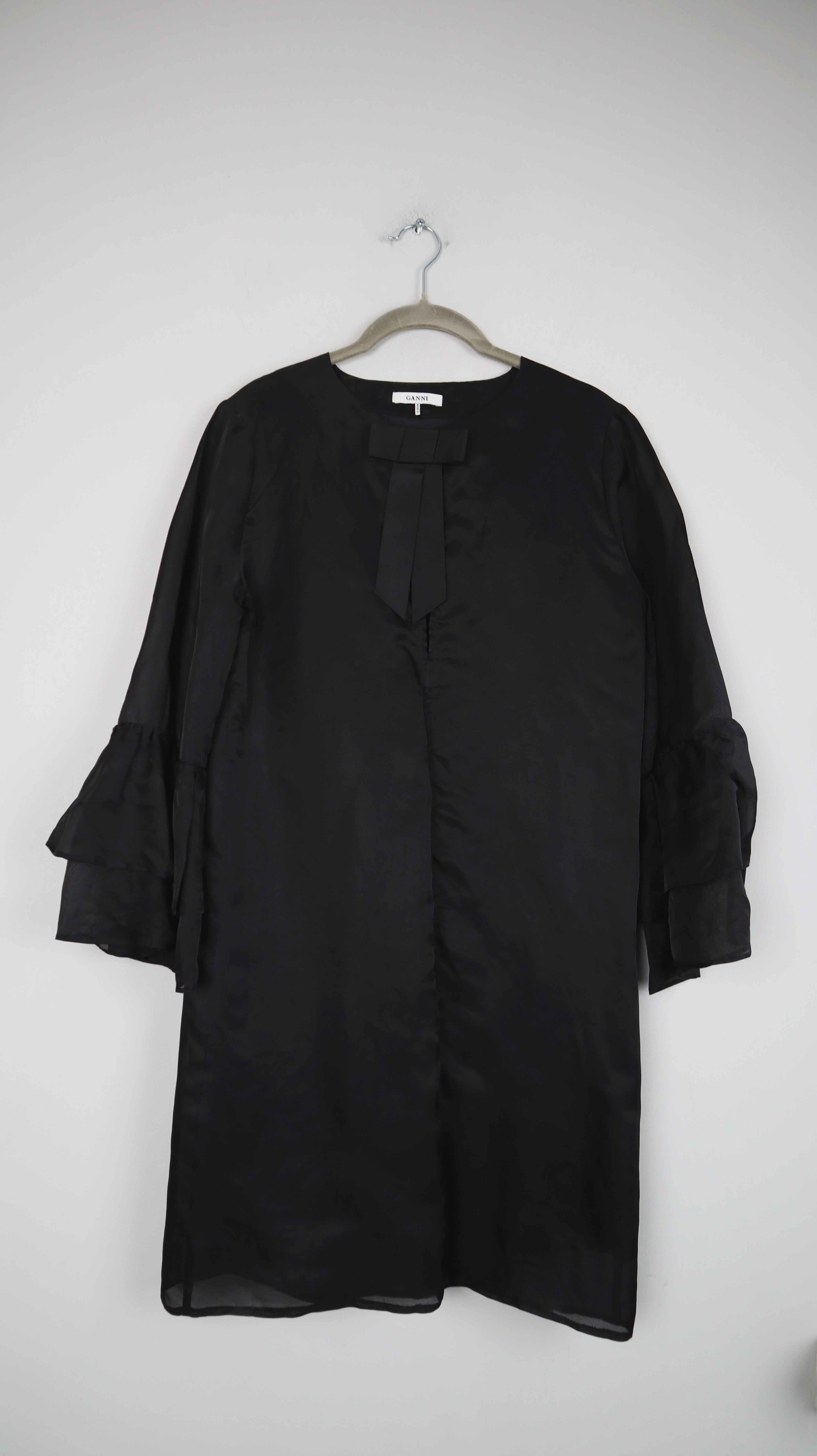 Ganni Kleid schwarz Midi 36 S Midikleid kleines schwarzes