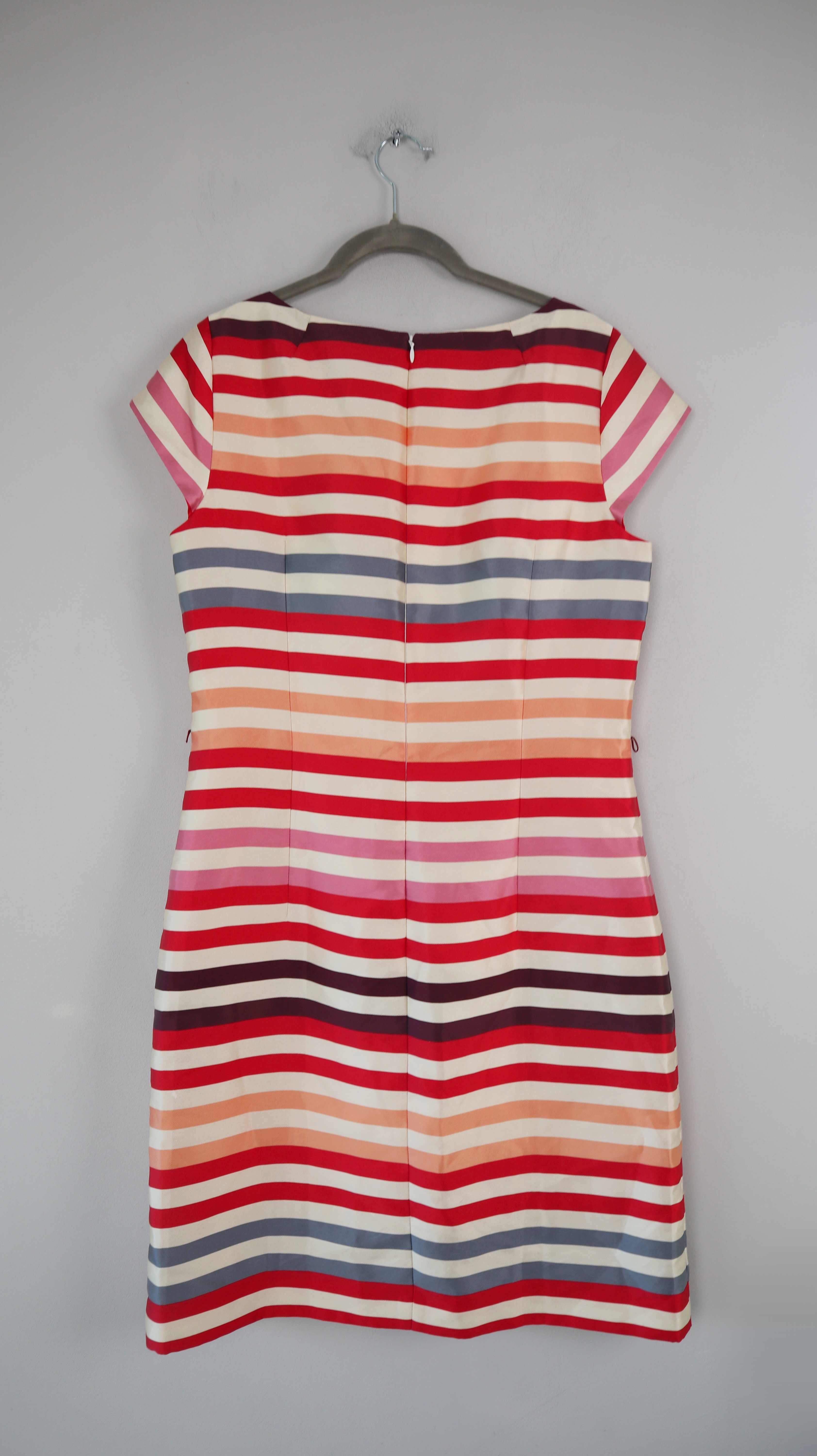 Comma Kleid gestreift 38 M Streifenkleid Midi Midikleid rot orange