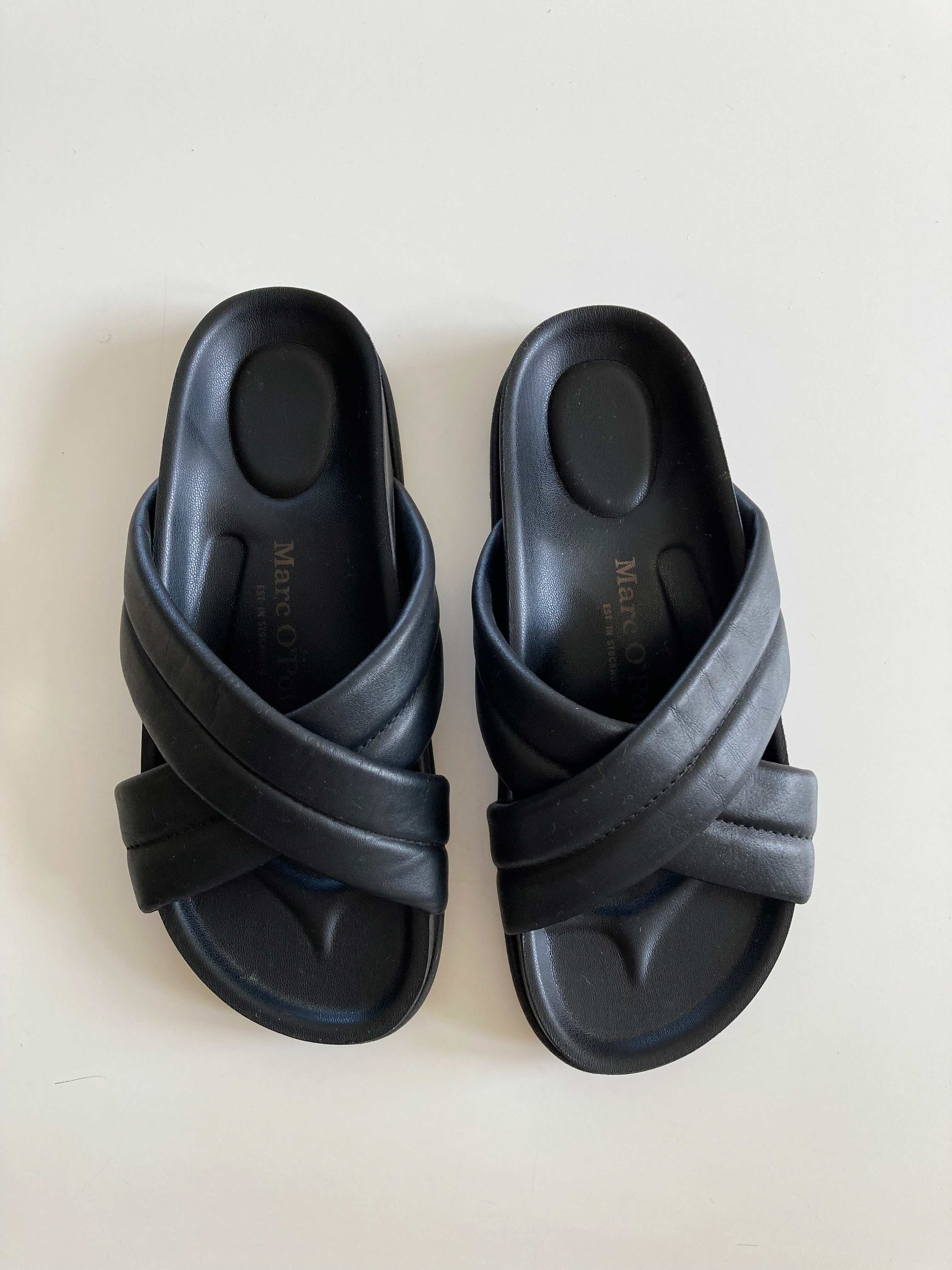 Marc O'Polo Slipper Sandalen geflochten schwarz 37 basic