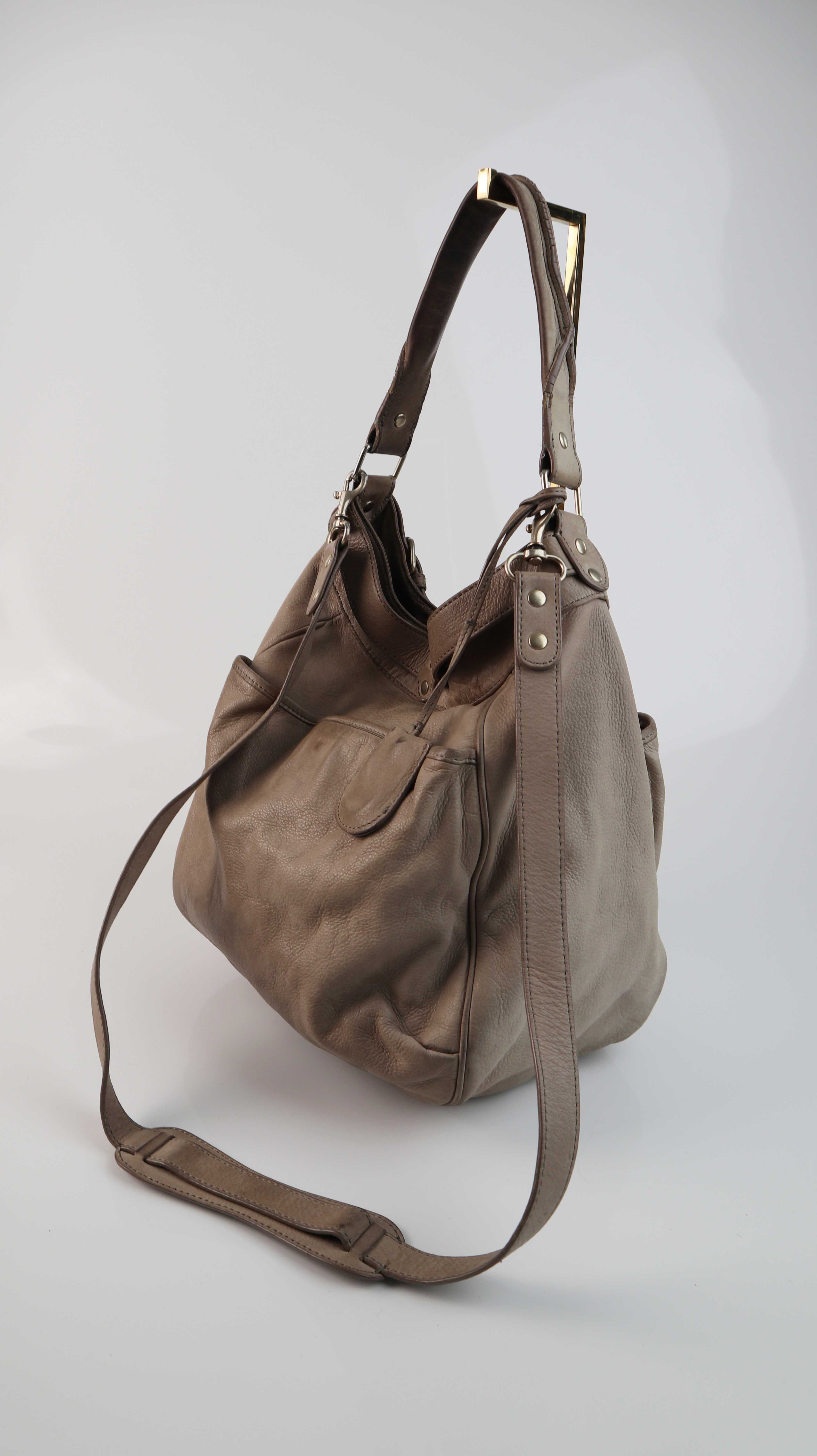 Vanessa Bruno Tasche Ledertasche Beige Shipper Braun Creme Umhängetasche