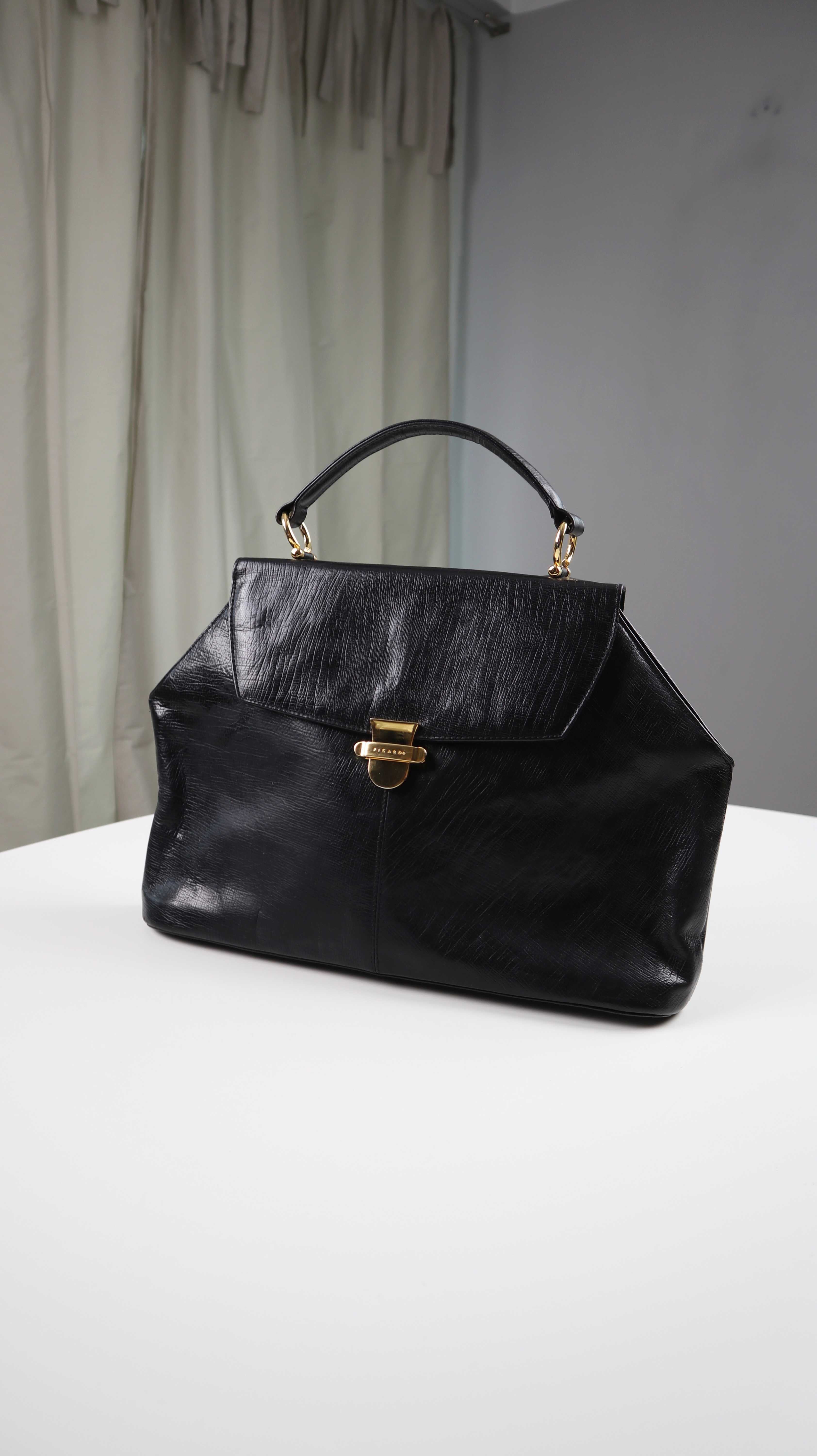 Picard Tasche Ledertasche schwarz Shopper Handtasche basic