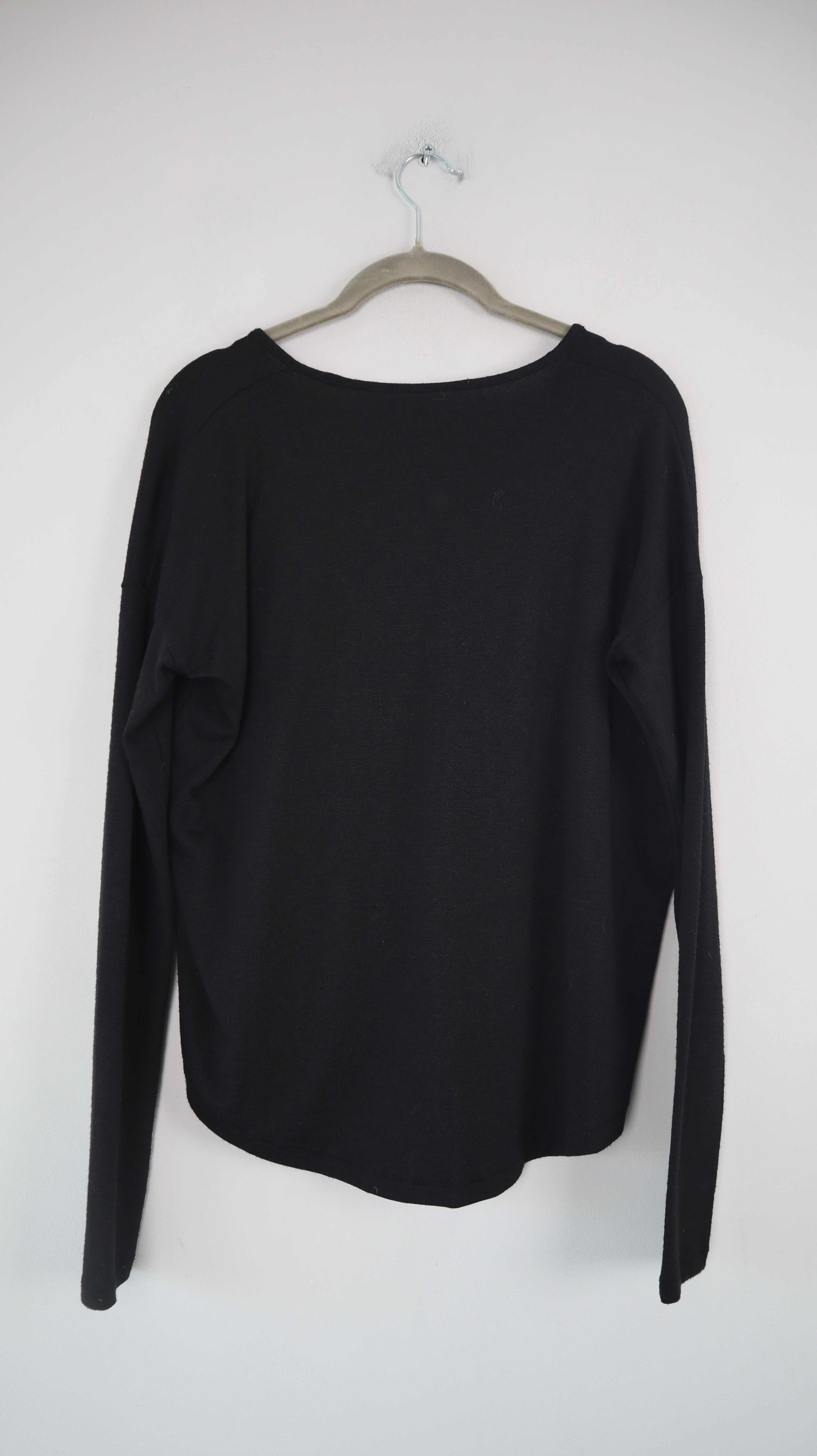 Pullover schwarz basic V-Ausschnitt 36 S 38 M Longsleeve