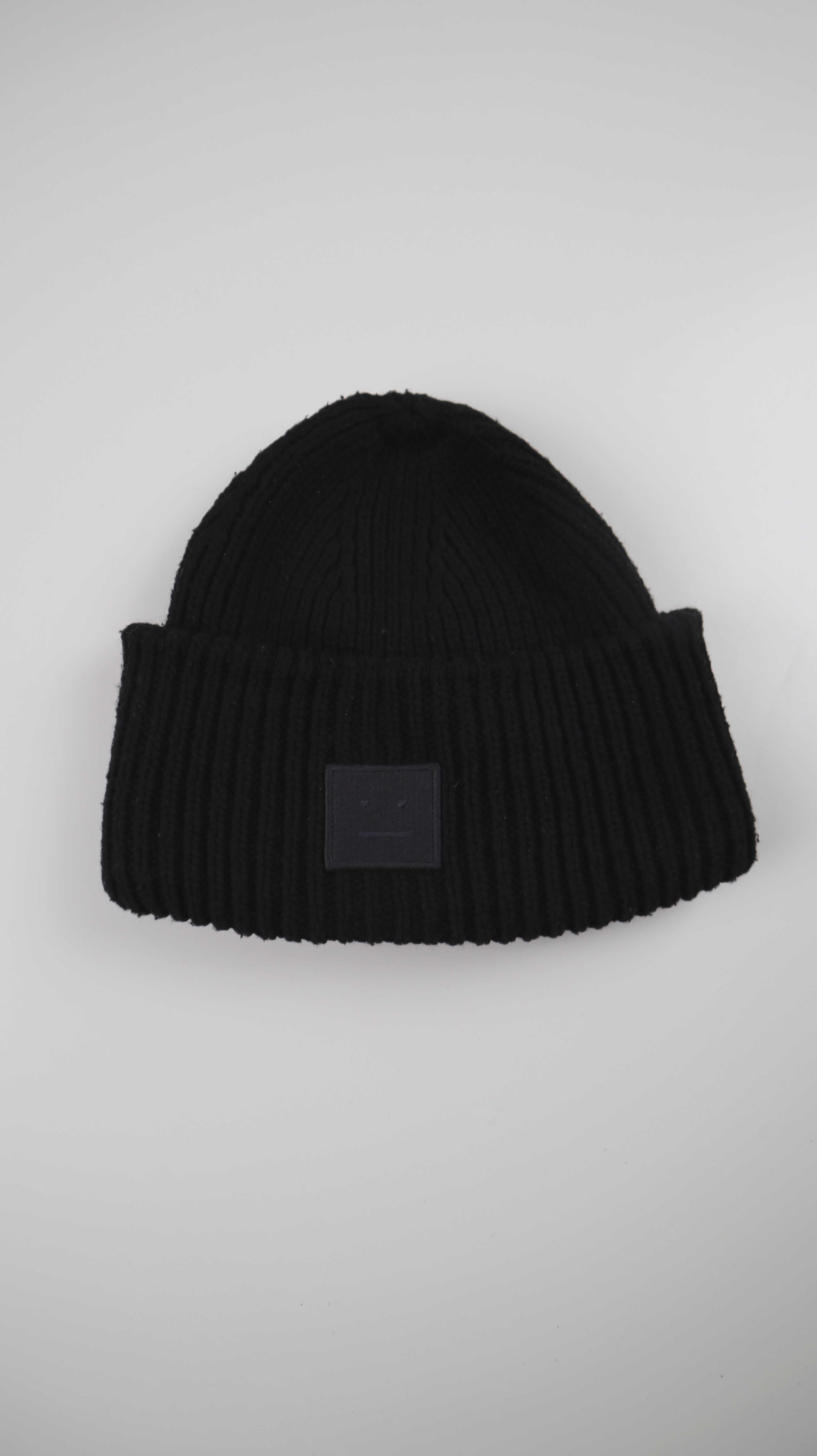 Acne Studios Mütze Beanie schwarz basic Wolle Wollmütze Smiley