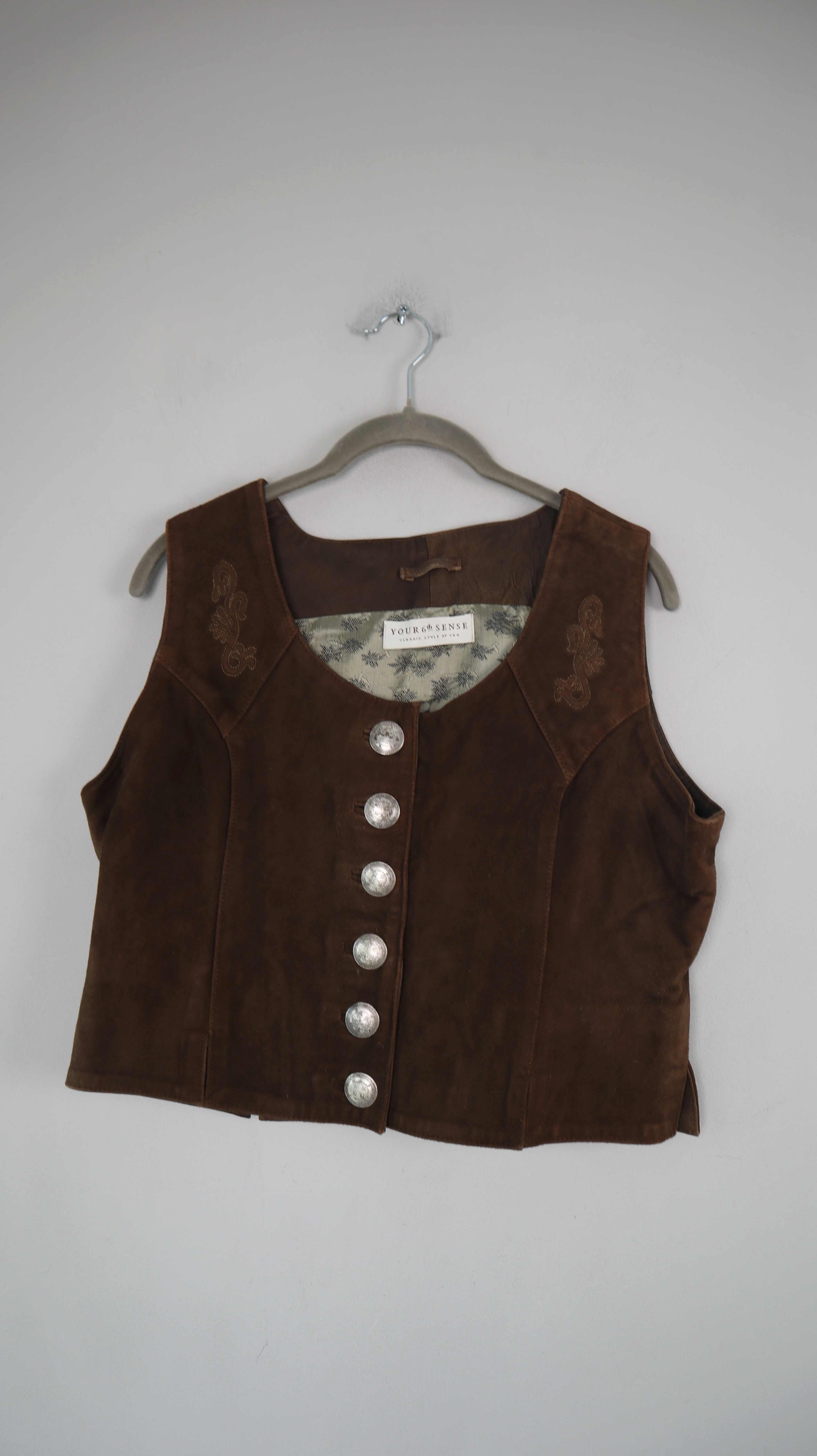 Your 6th Sense Lederweste Weste braun geknöpft Oktoberfest Wiesn 38 M