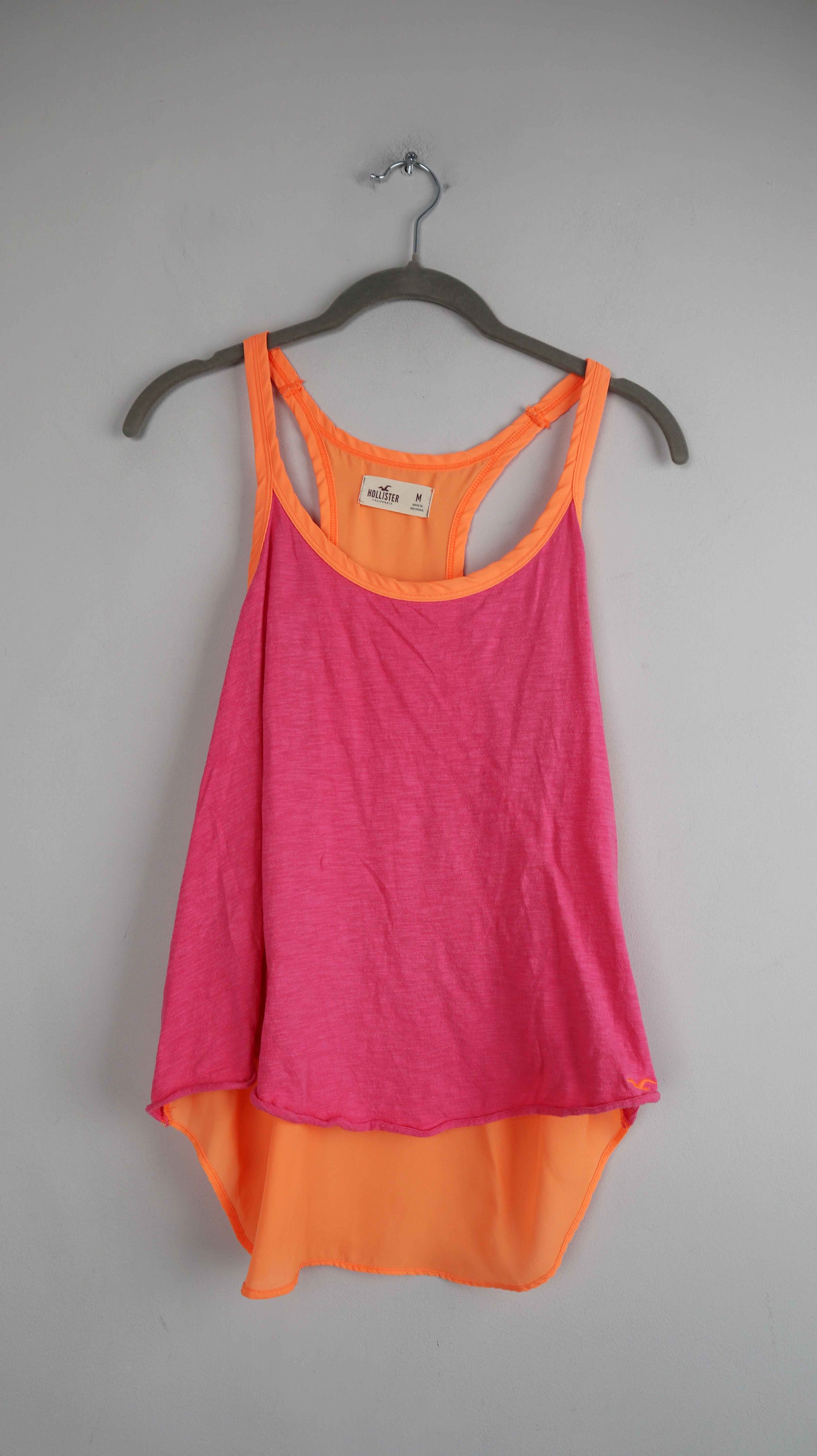 Hollister Top Pink Orange 38 M Tanktop basic Sporttop Oberteil