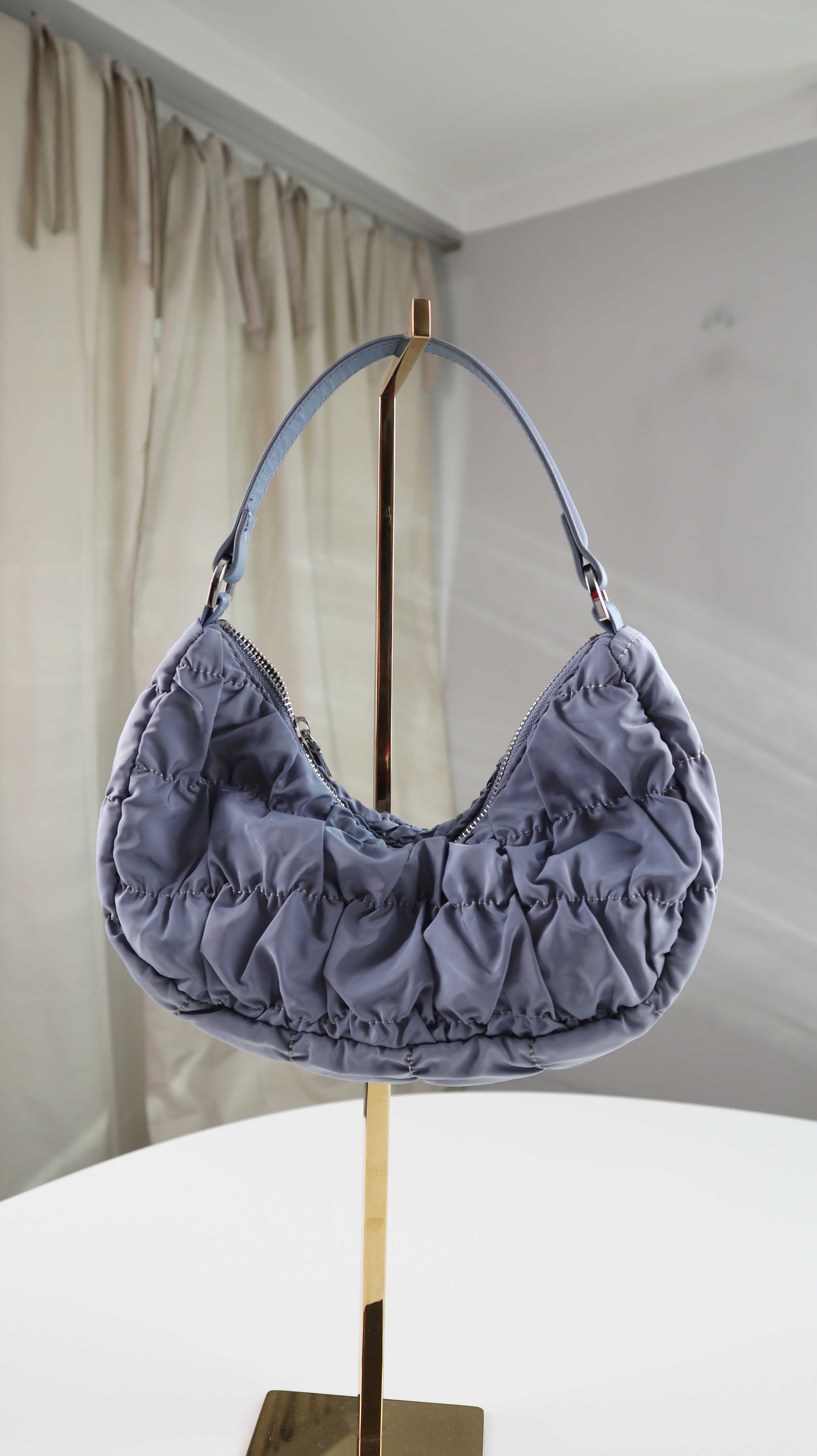 Mango Tasche Blau Handtasche Schultertasche Minibag Baguette bag