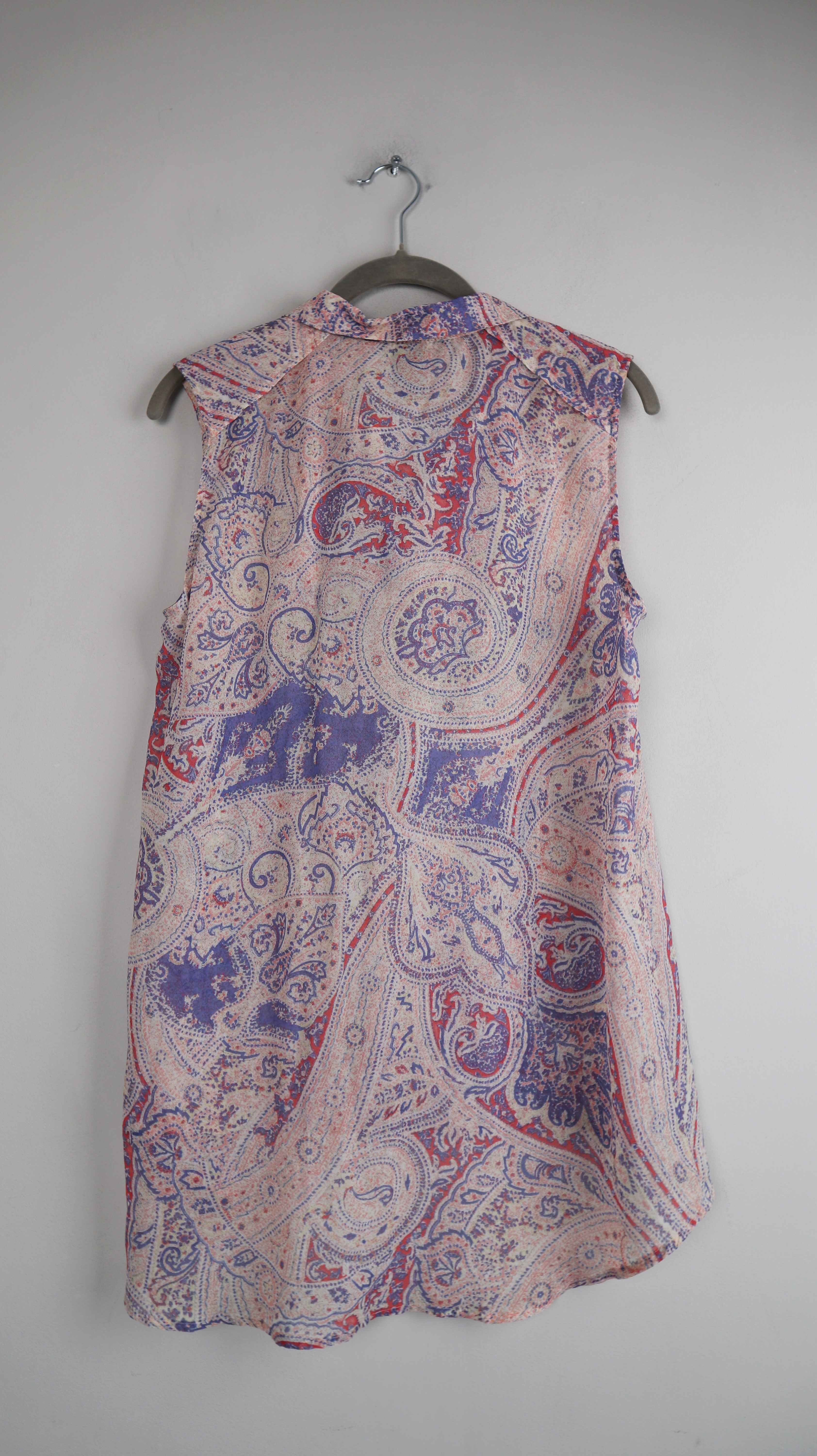 H&M Bluse Paisley 40 L bunt blau rot transparent Shirt Oberteil