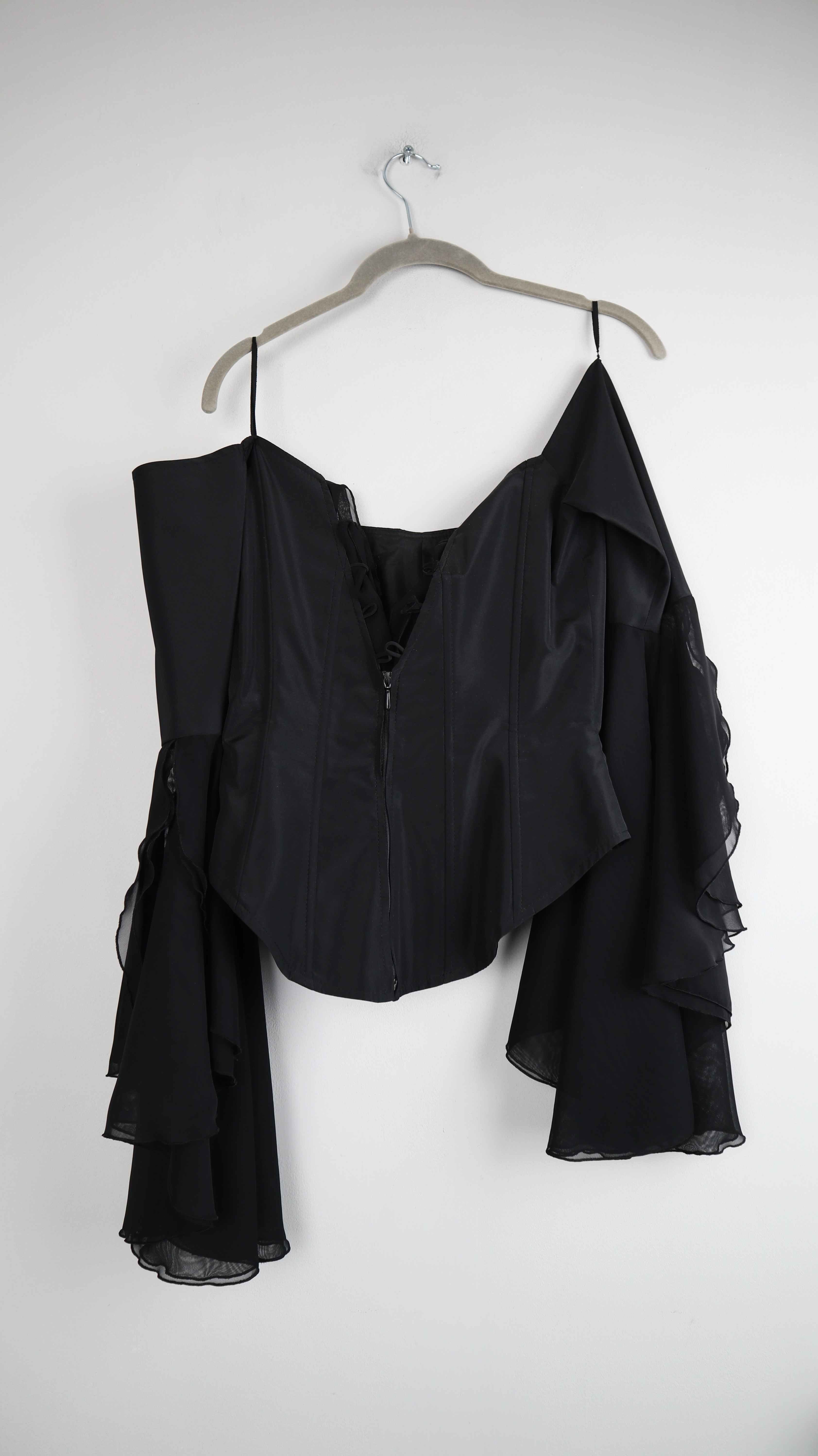 MSG Collection Shirt schwarz Oberteil 38 M gebunden Abendoberteil