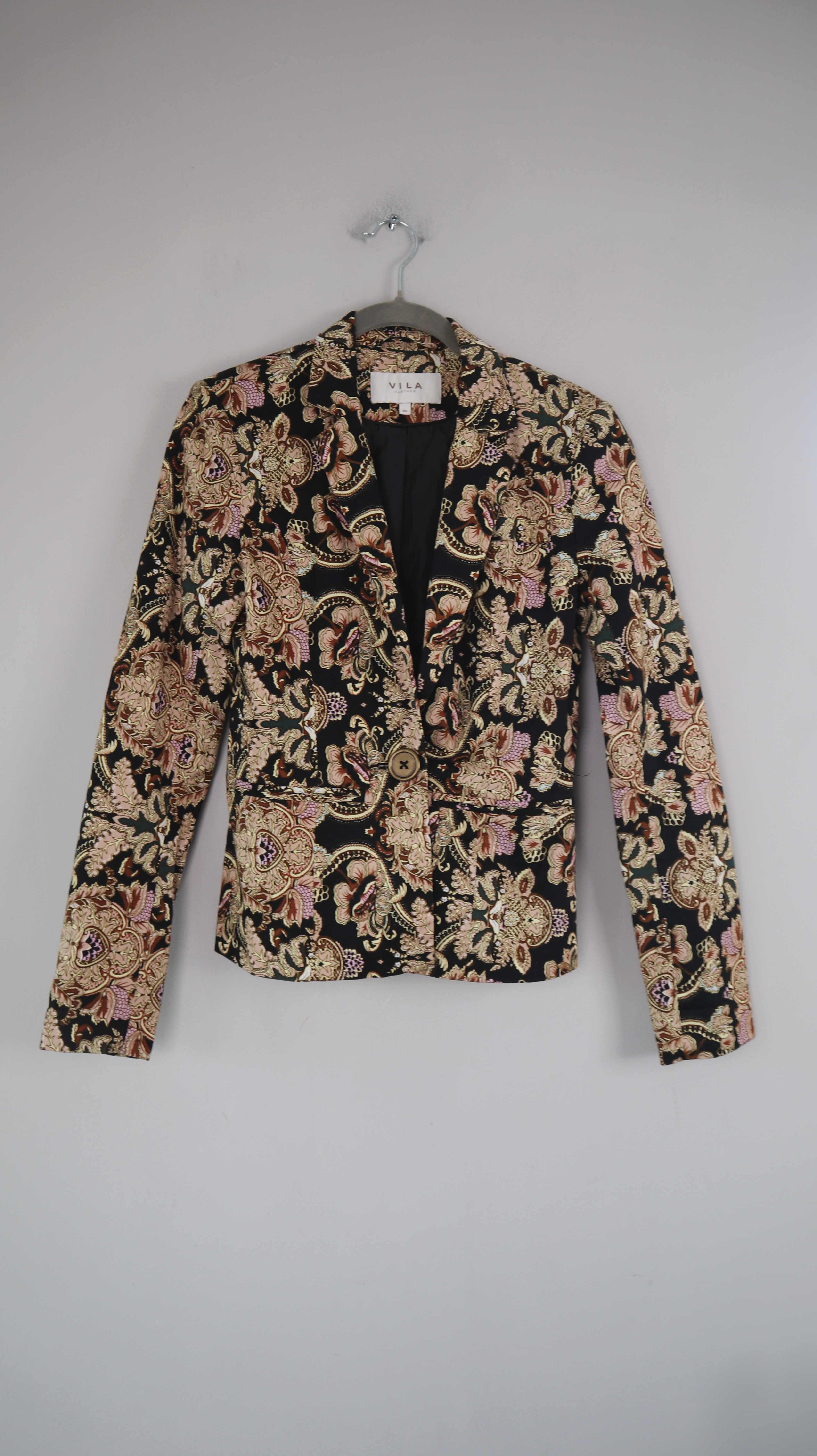 VILA Blazer Jacke XS 34 Paisley schwarz rosa gelb