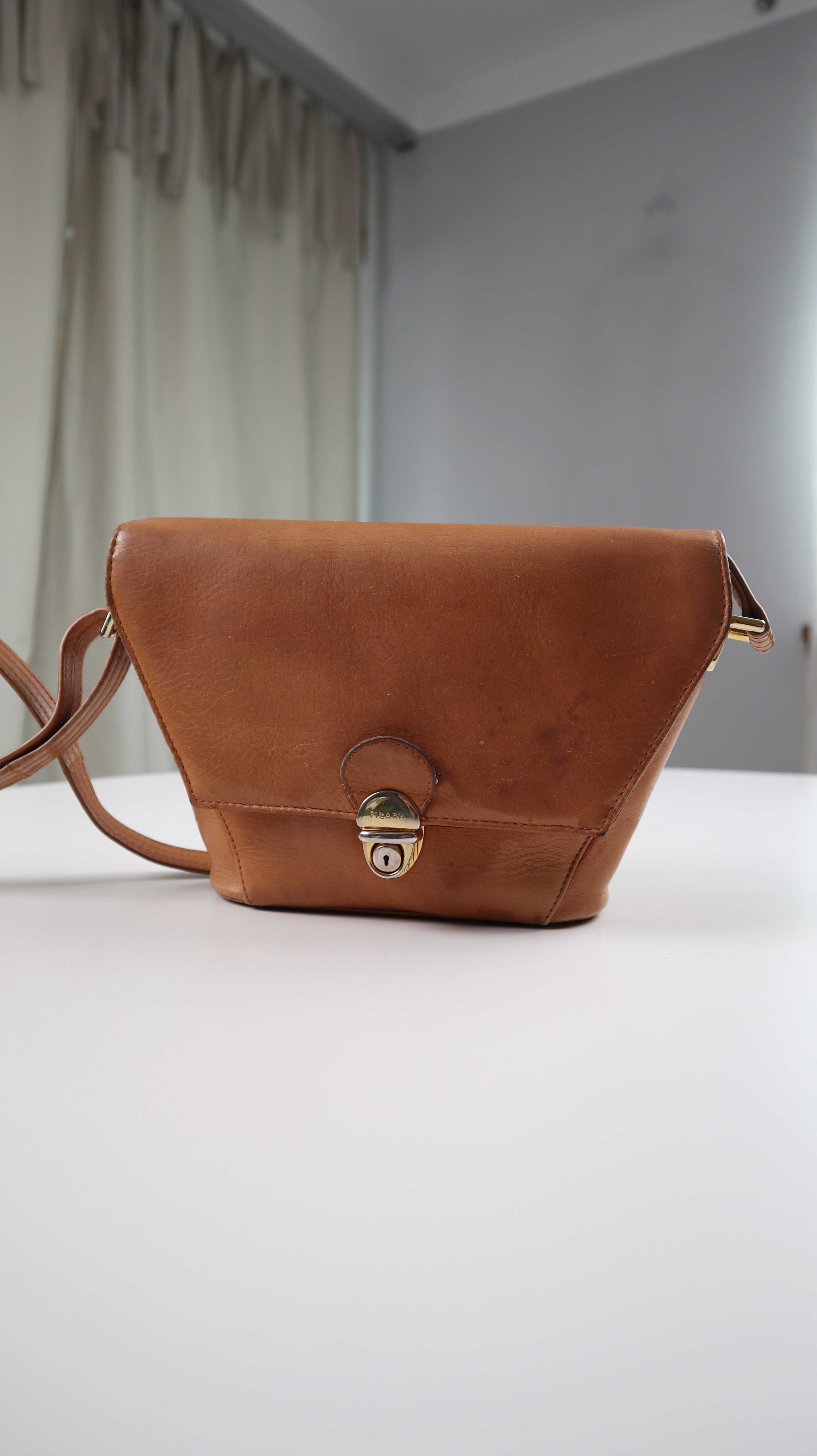 Picard Tasche Braun Umhängetasche Ledertasche Crossbody Vintage Gold