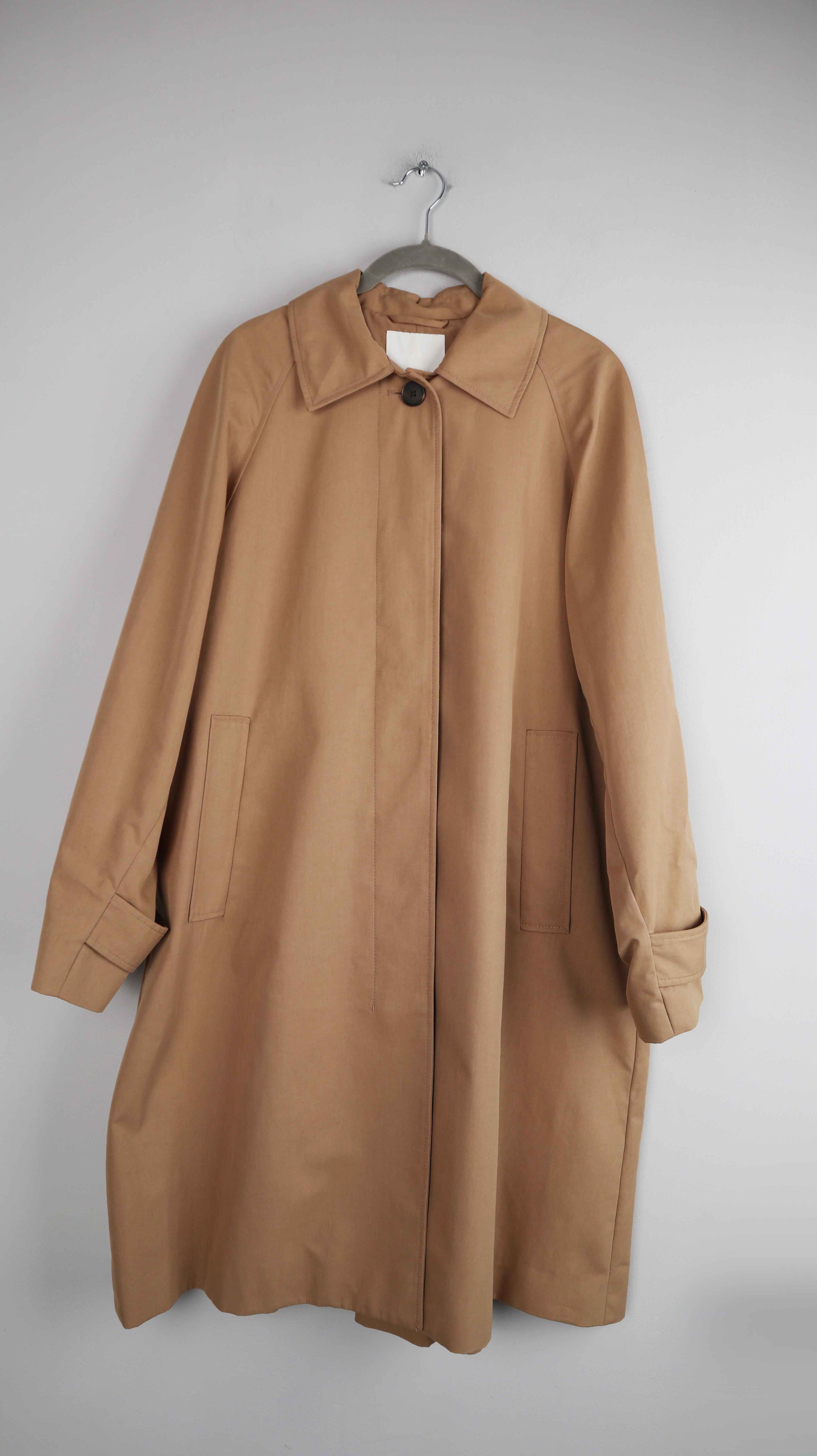 H&M Trenchcoat Beige Mantel Jacke Creme 36 S Lang Staubmantel
