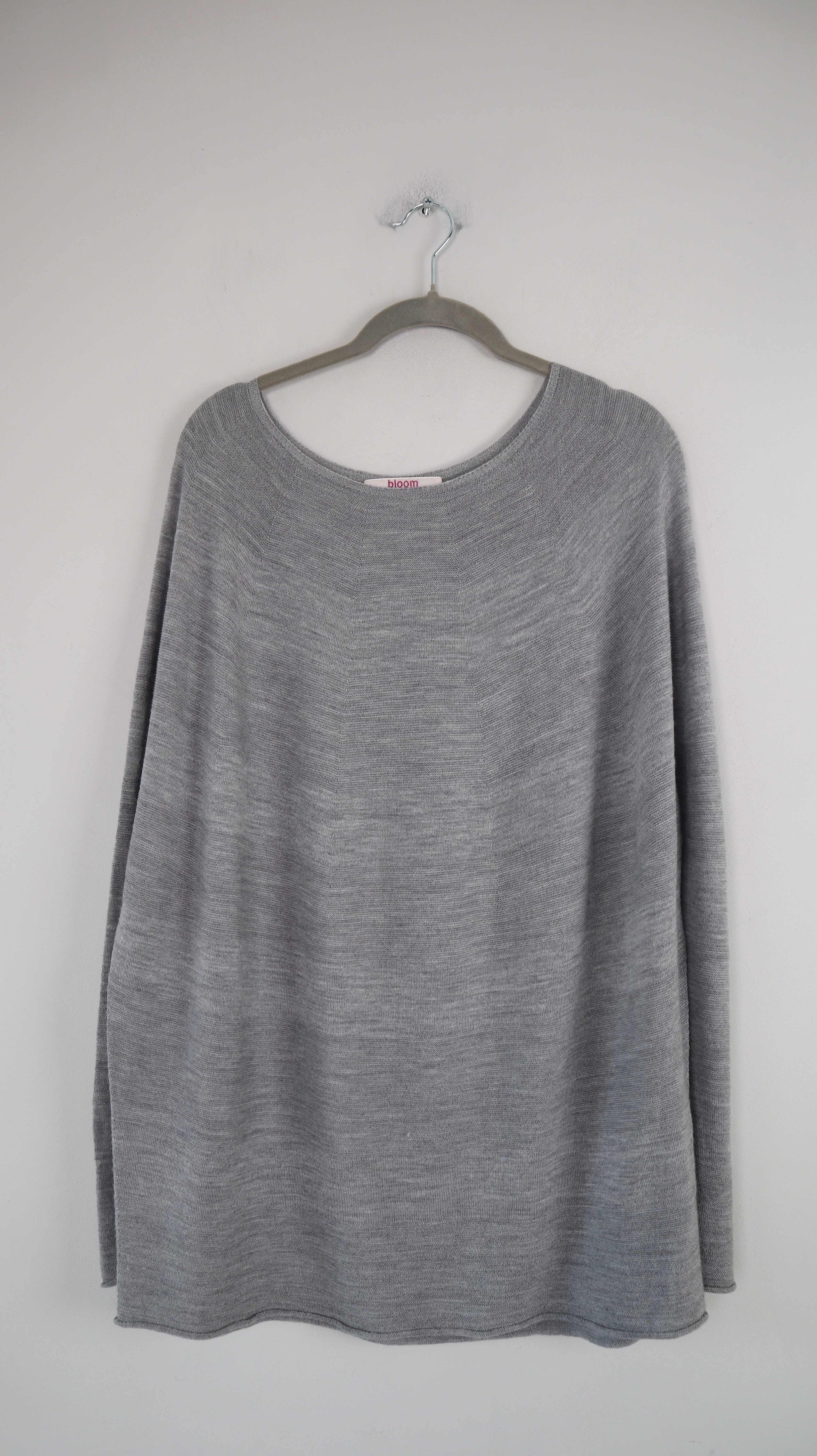 Bloom Pullover Sweater grau 40 L Merinowolle Strickpullover